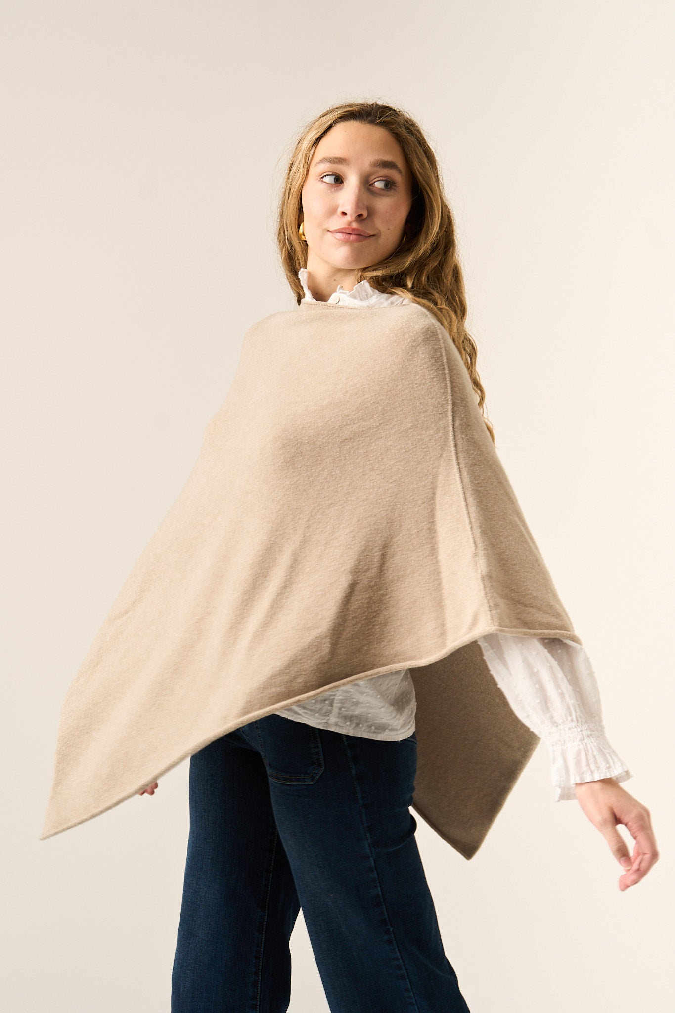 Lena Beige Poncho