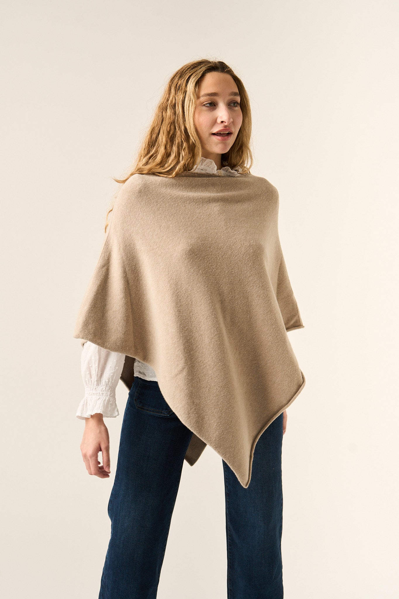 Lena Beige Poncho