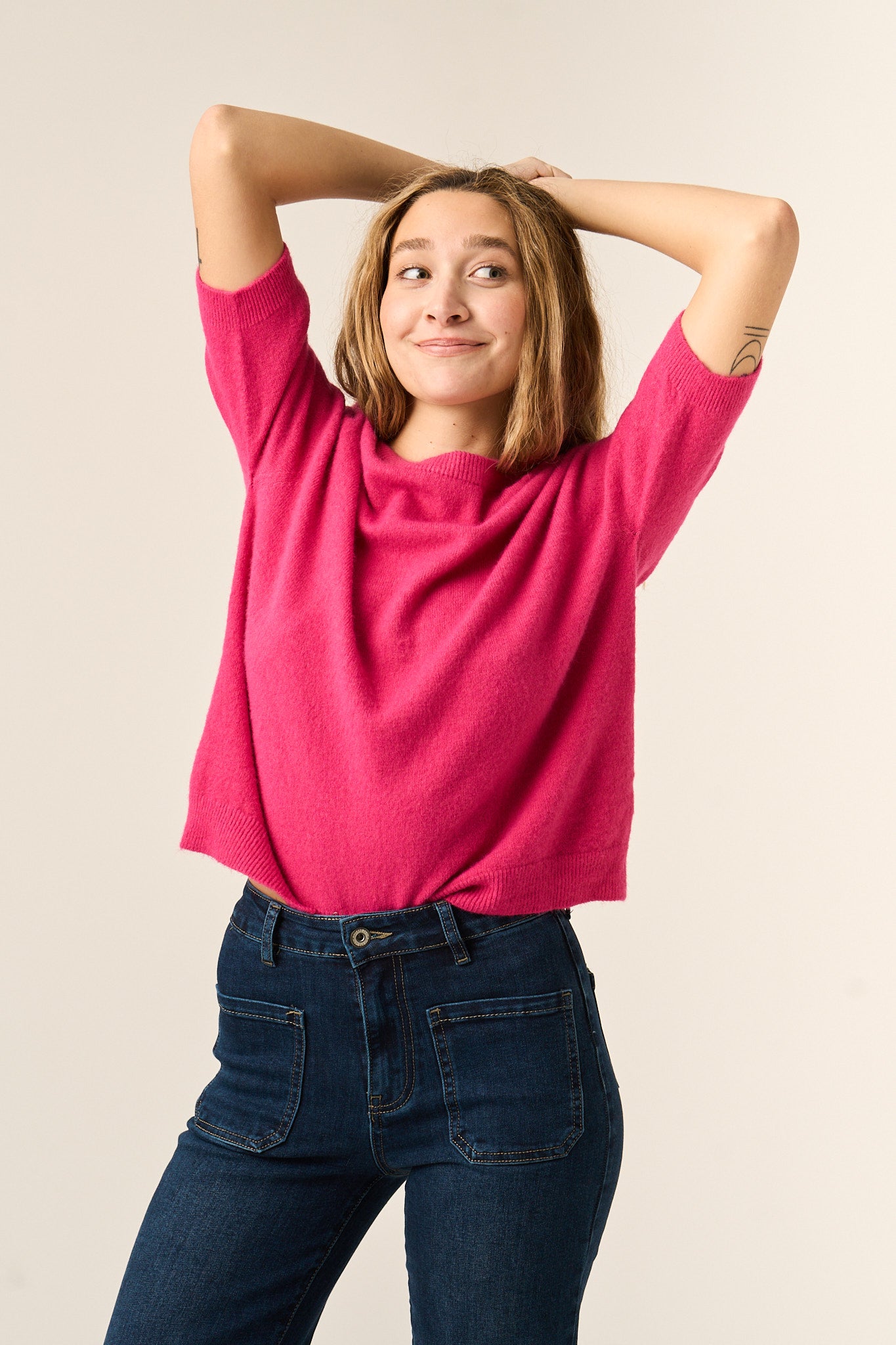 Fuchsia Knitted T-shirt