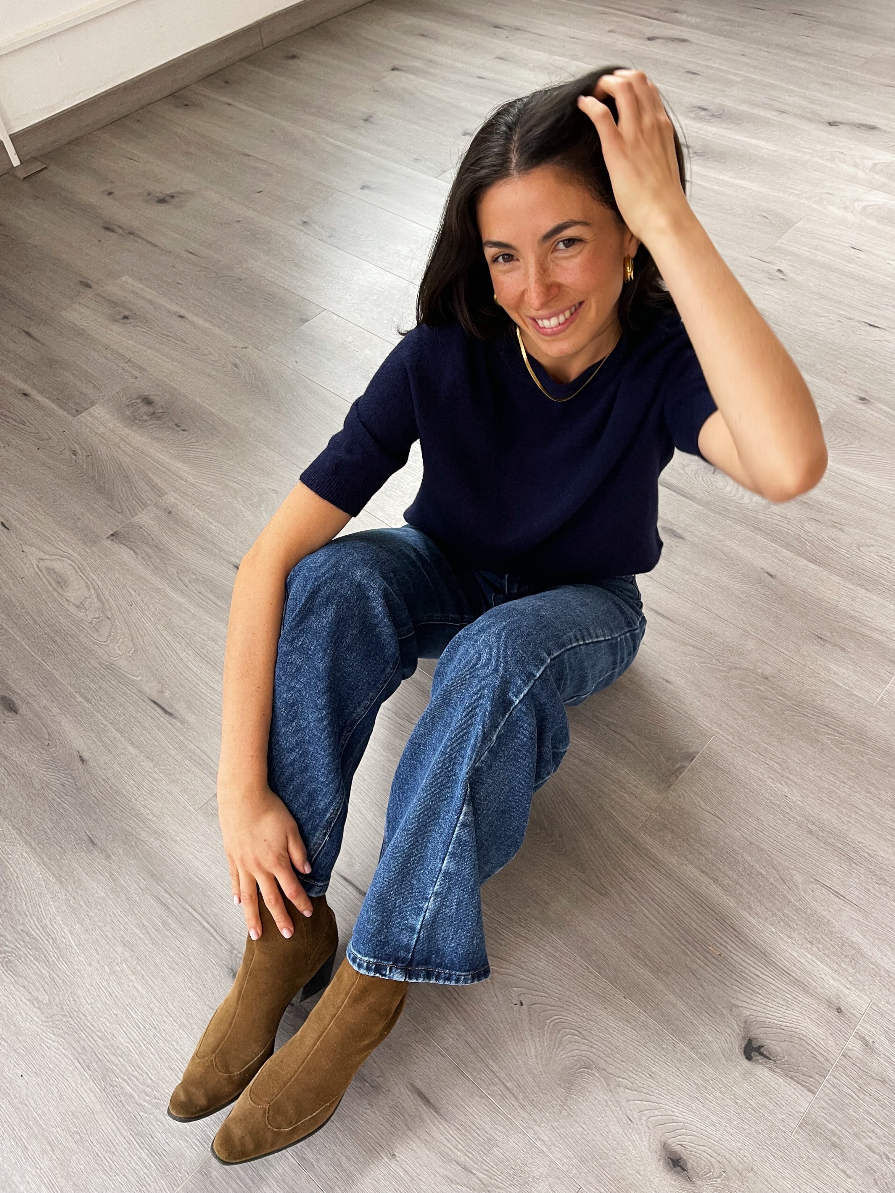 Navy Blue Knitted T-shirt