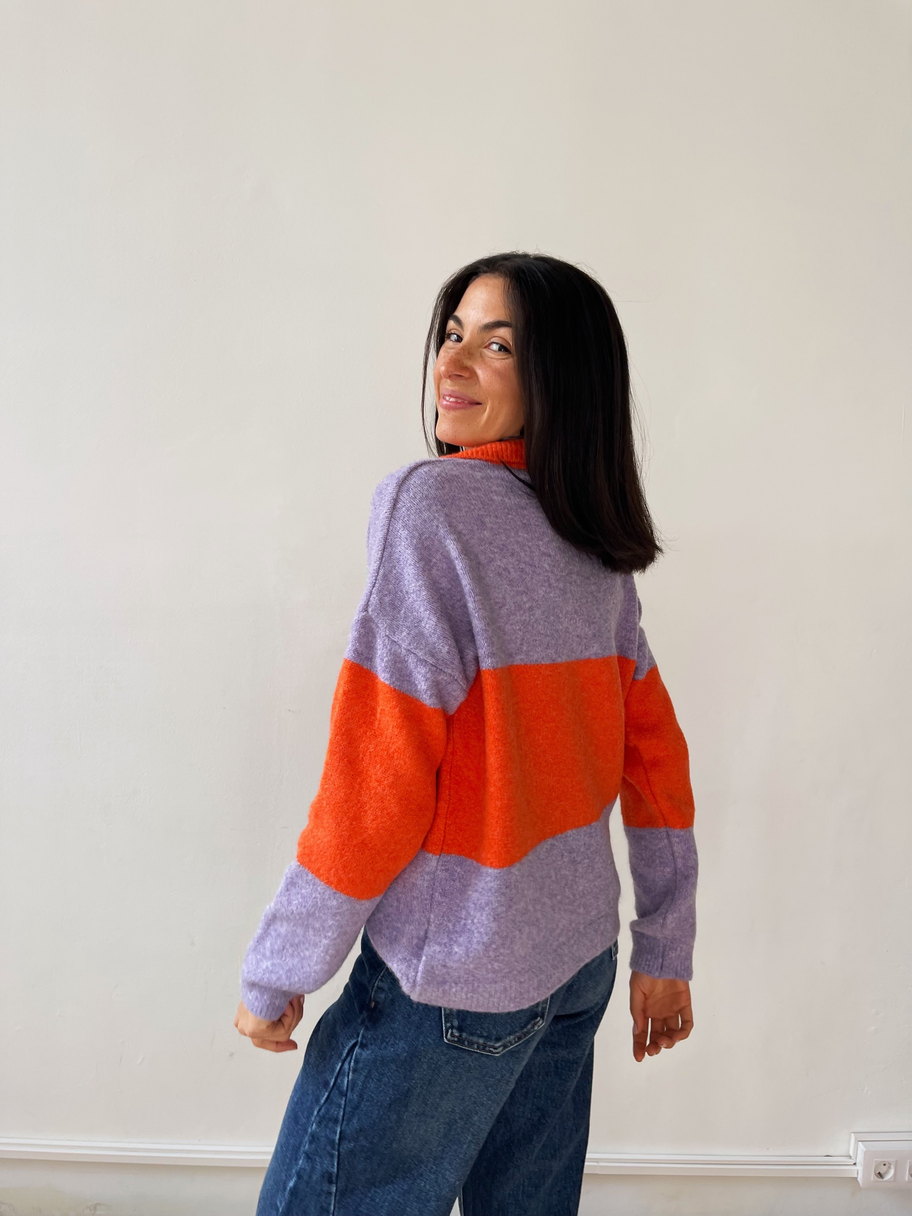 Paola Orange and Lilac Sweater