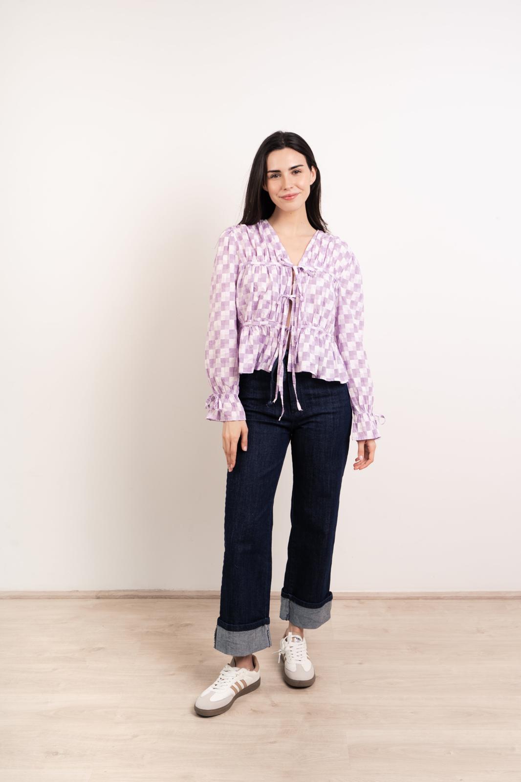 Blusa Lucía Cuadros Lavanda
