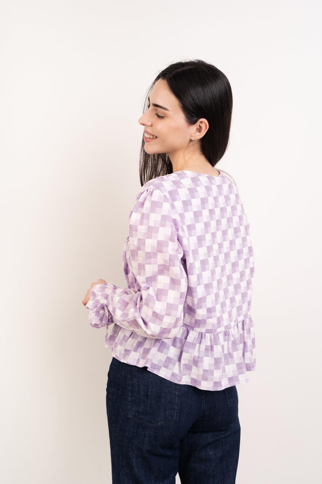 Blusa Lucía Cuadros Lavanda