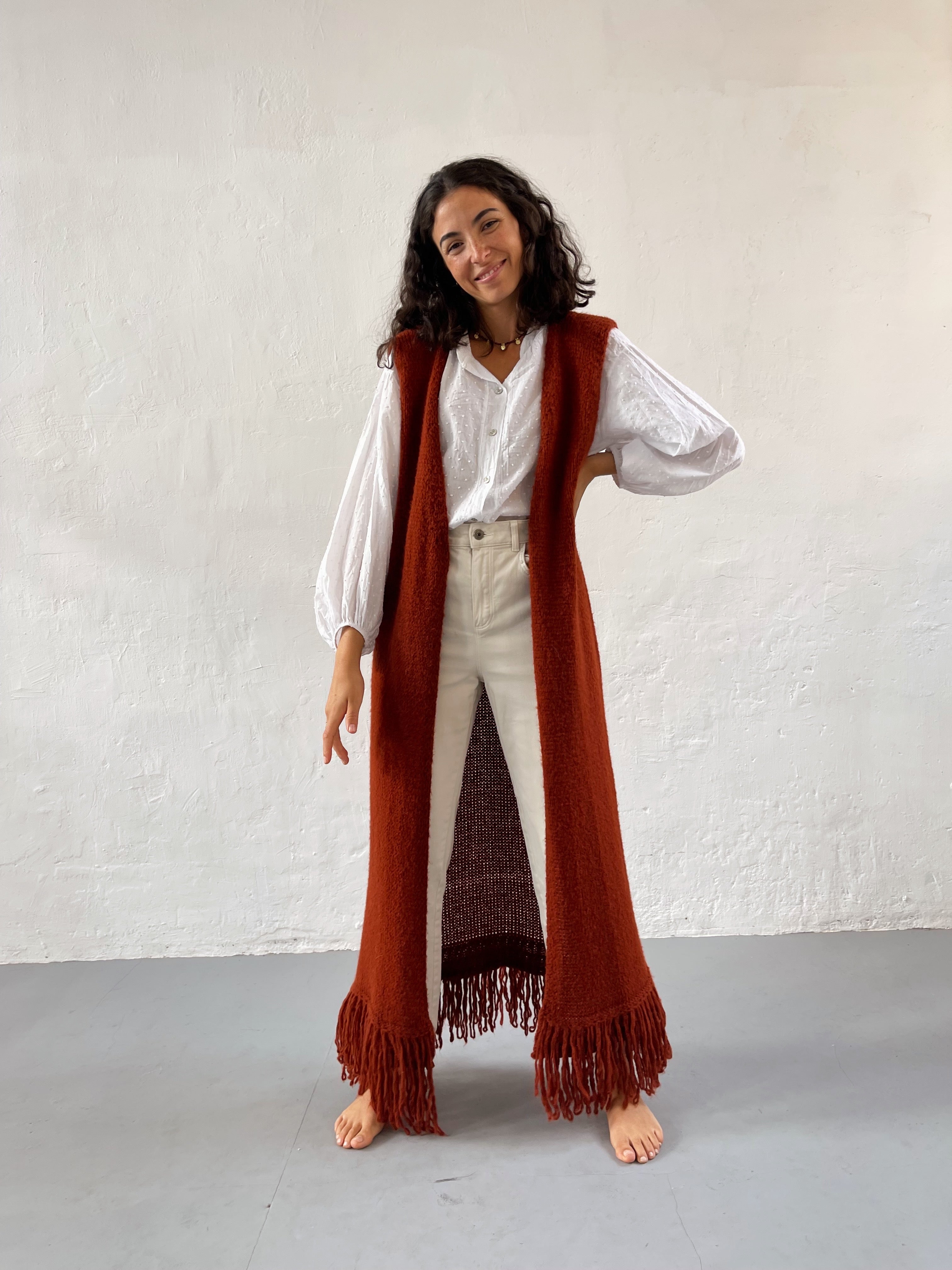 Terracotta Fringe Vest