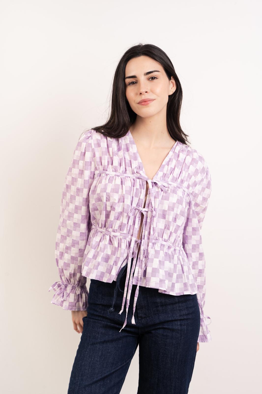 Blusa Lucía Cuadros Lavanda