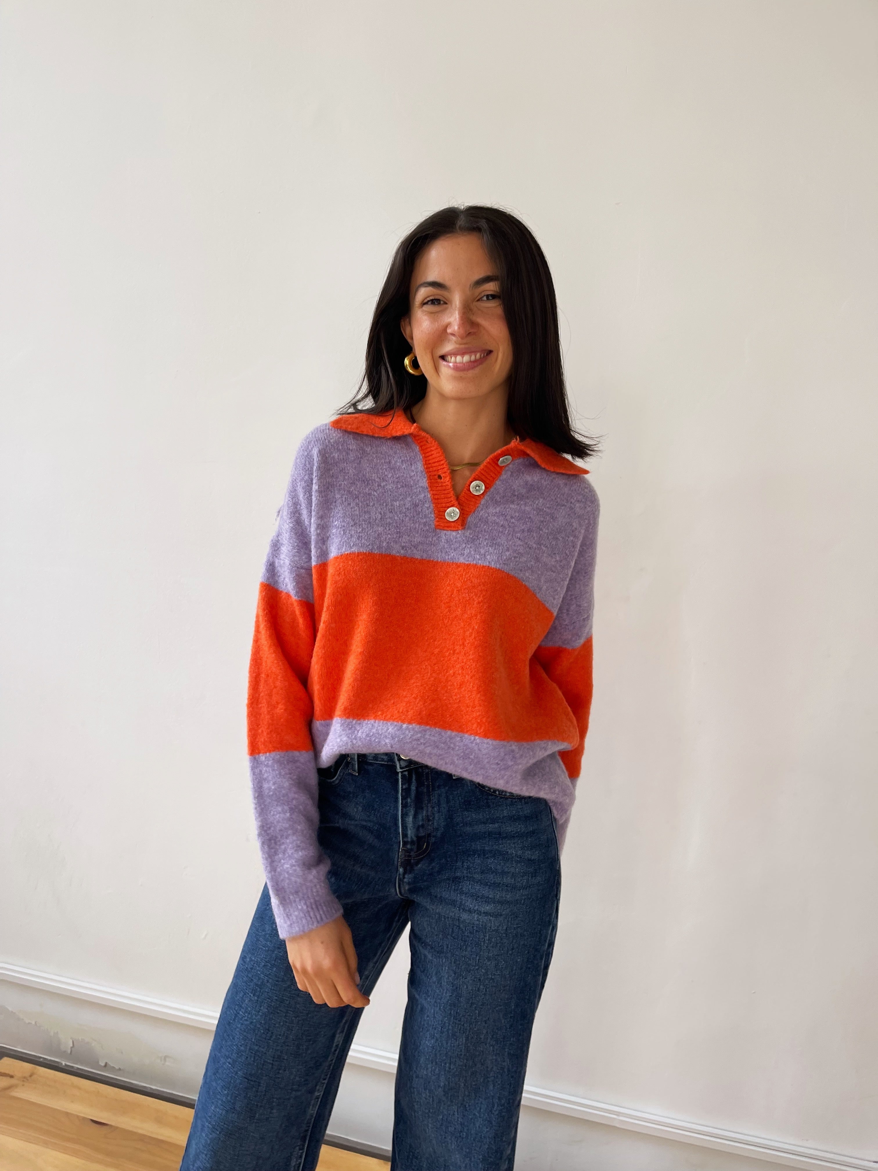 Paola Orange and Lilac Sweater