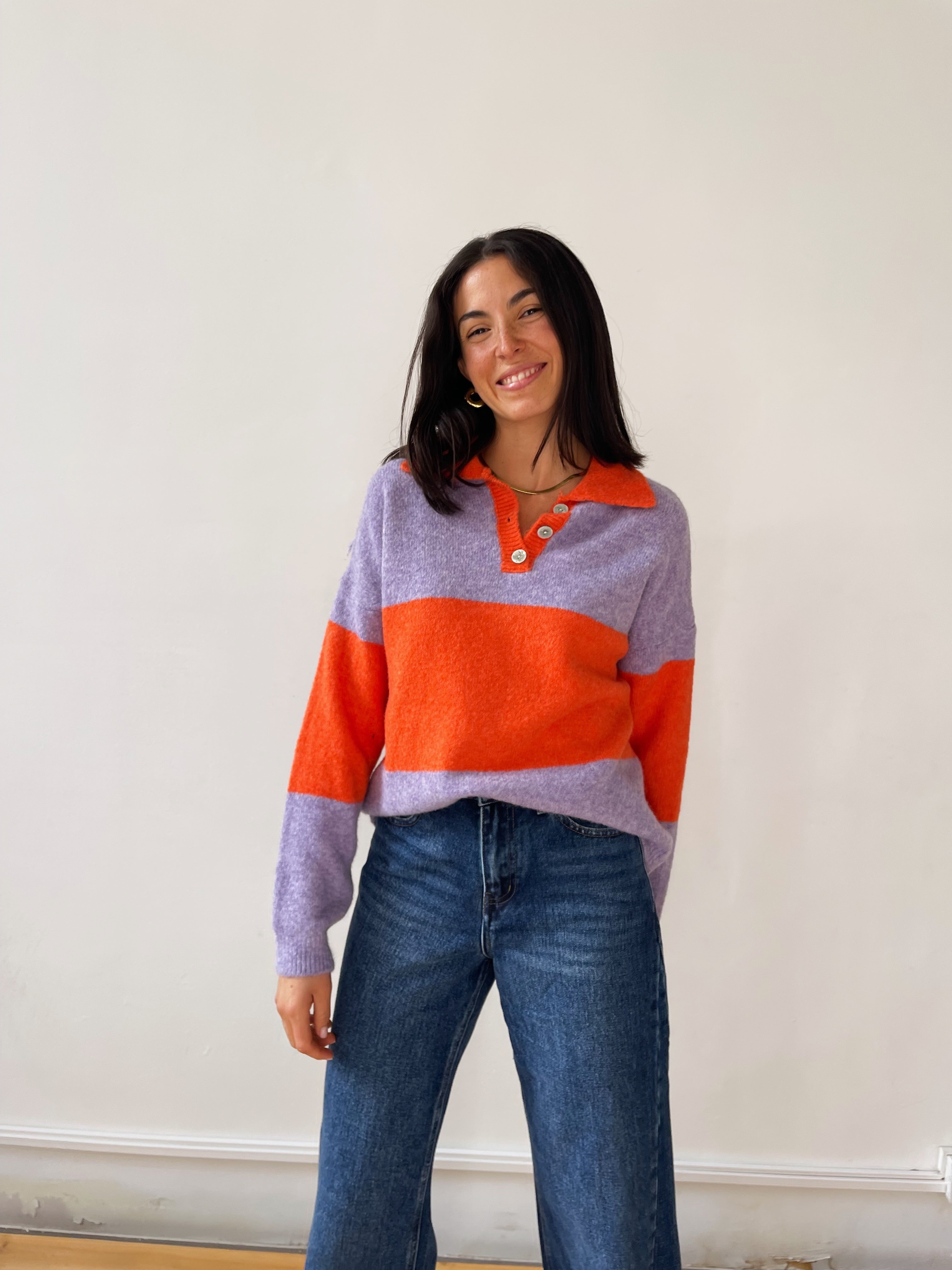 Paola Orange and Lilac Sweater