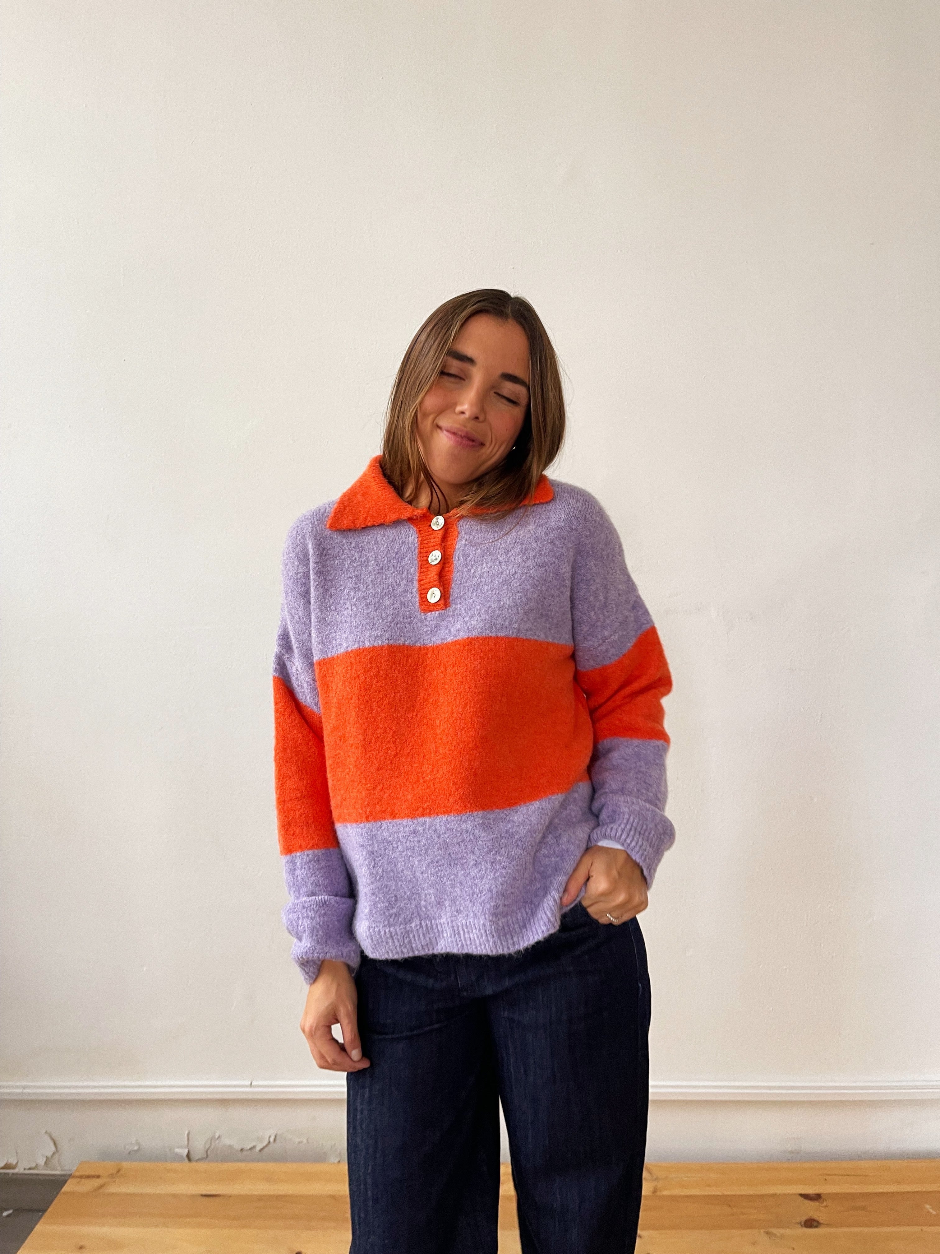 Paola Orange and Lilac Sweater