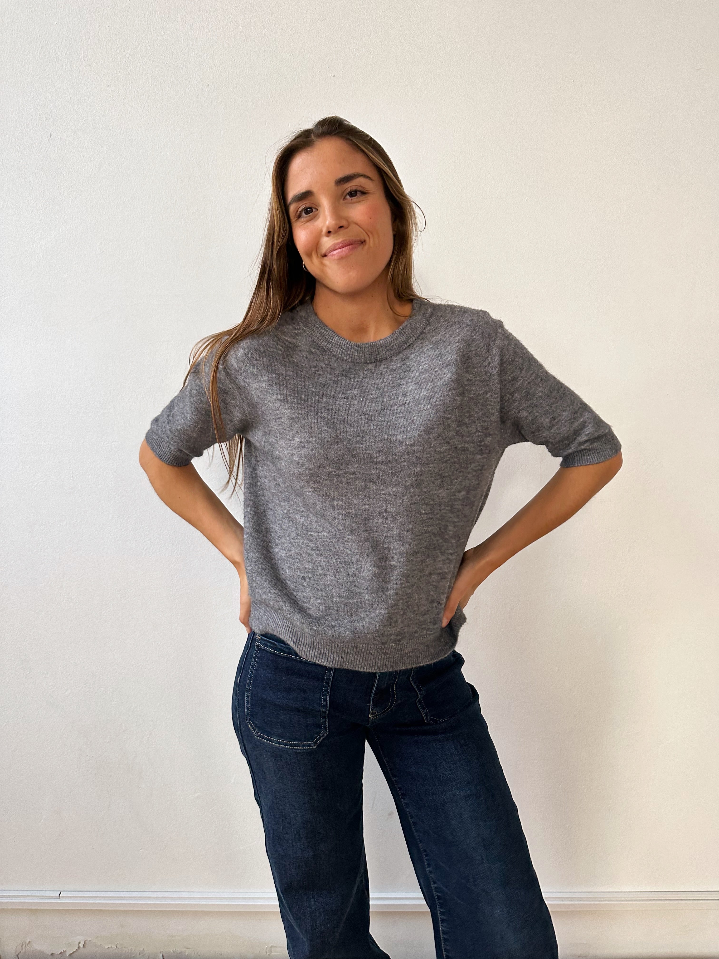 Grey Knitted T-shirt