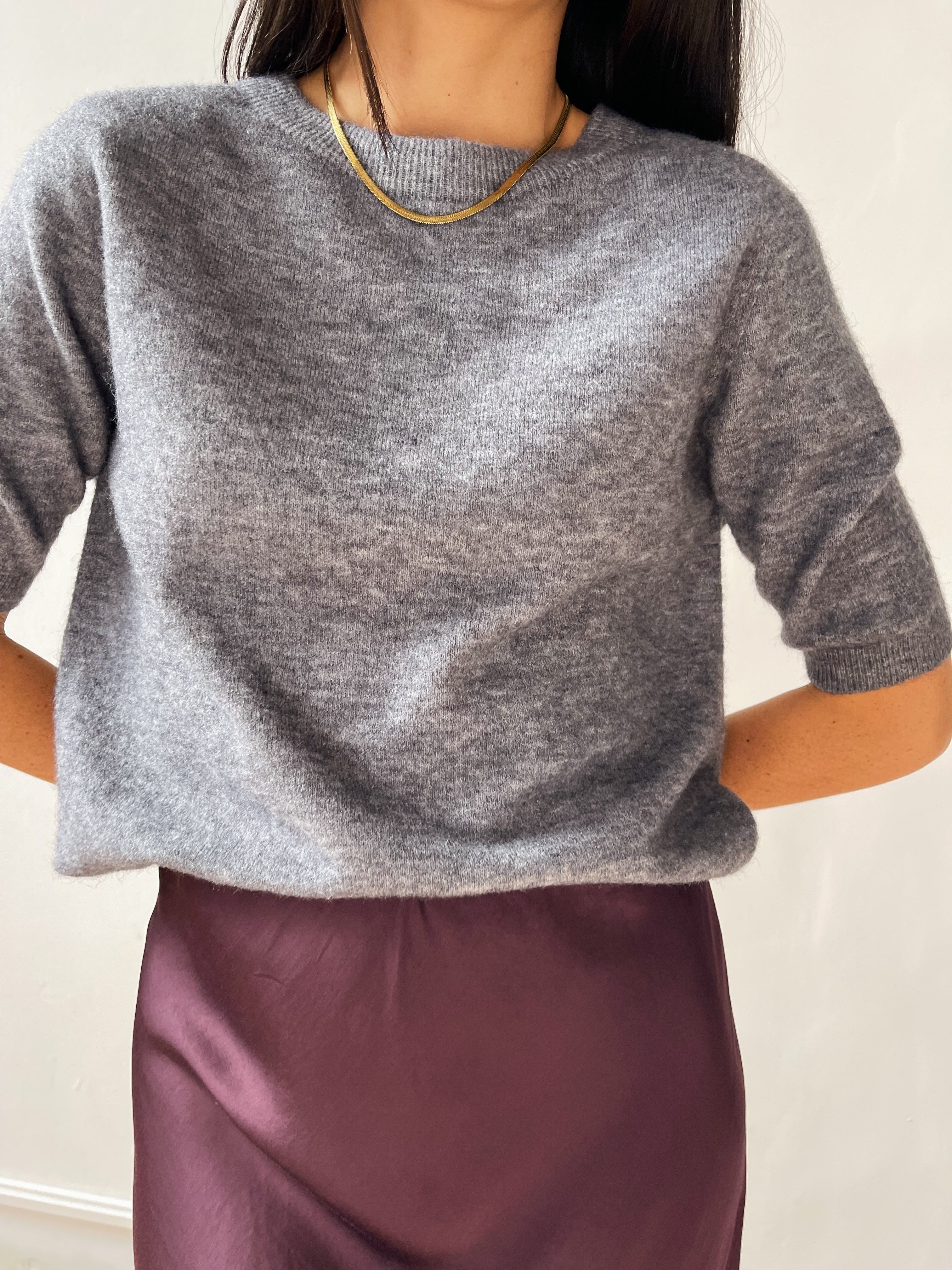 Grey Knitted T-shirt