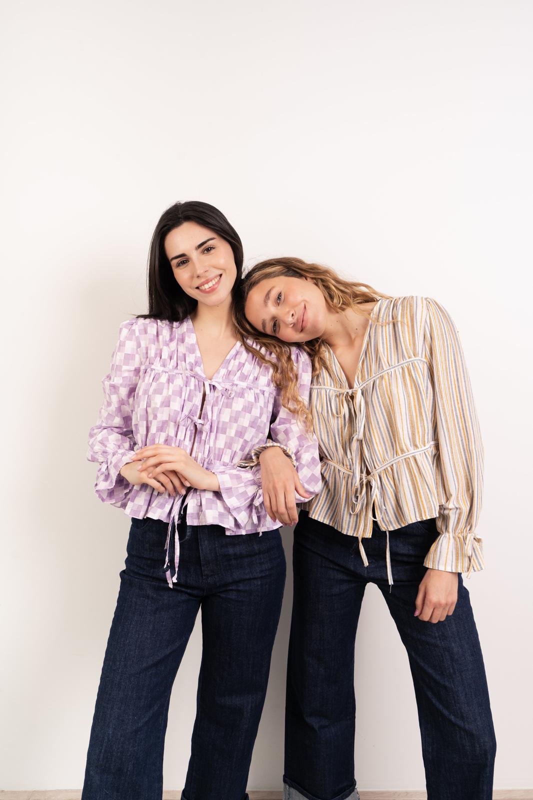 Blusa Lucía Cuadros Lavanda