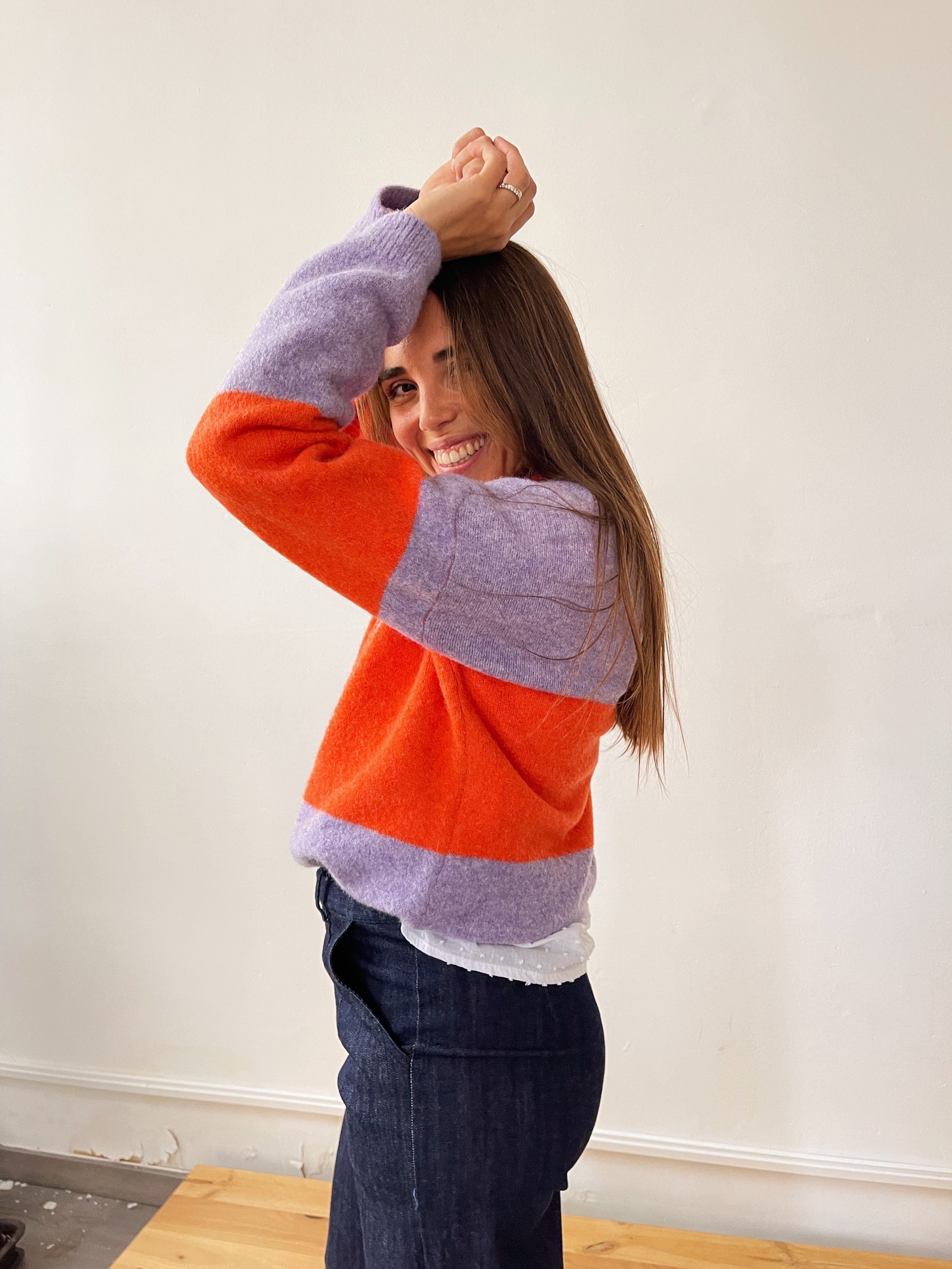 Paola Orange and Lilac Sweater