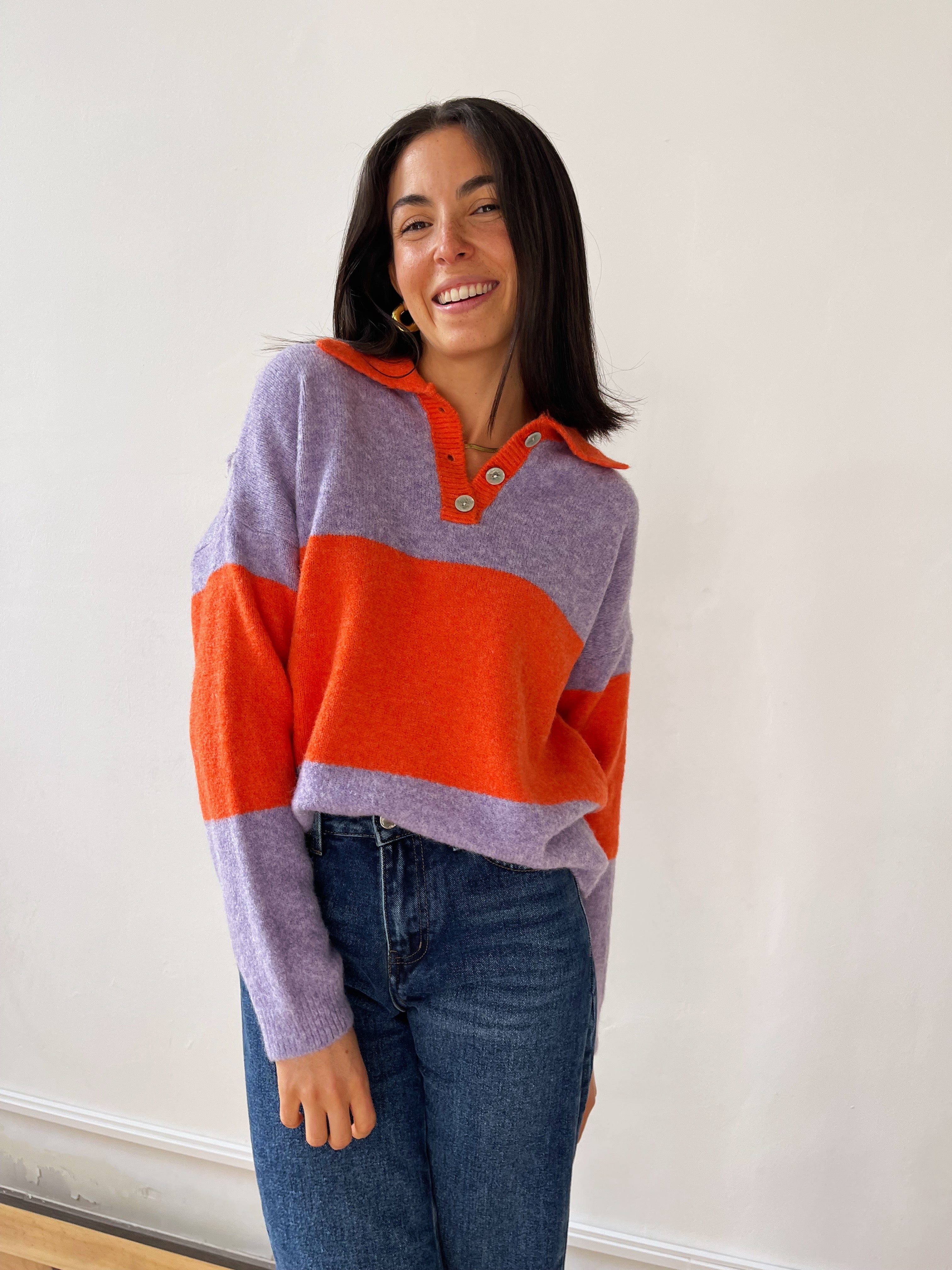 Paola Orange and Lilac Sweater