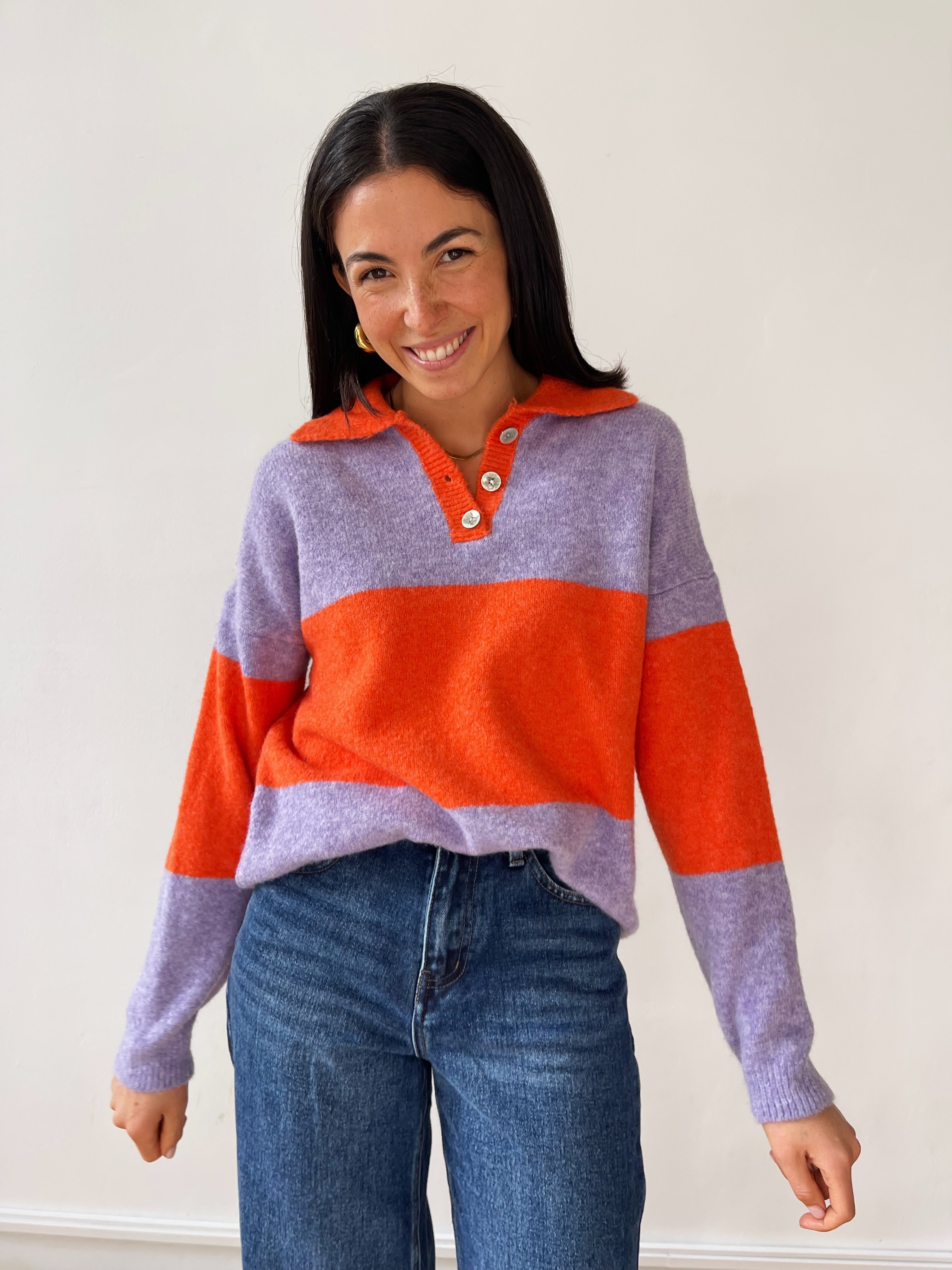 Paola Orange and Lilac Sweater