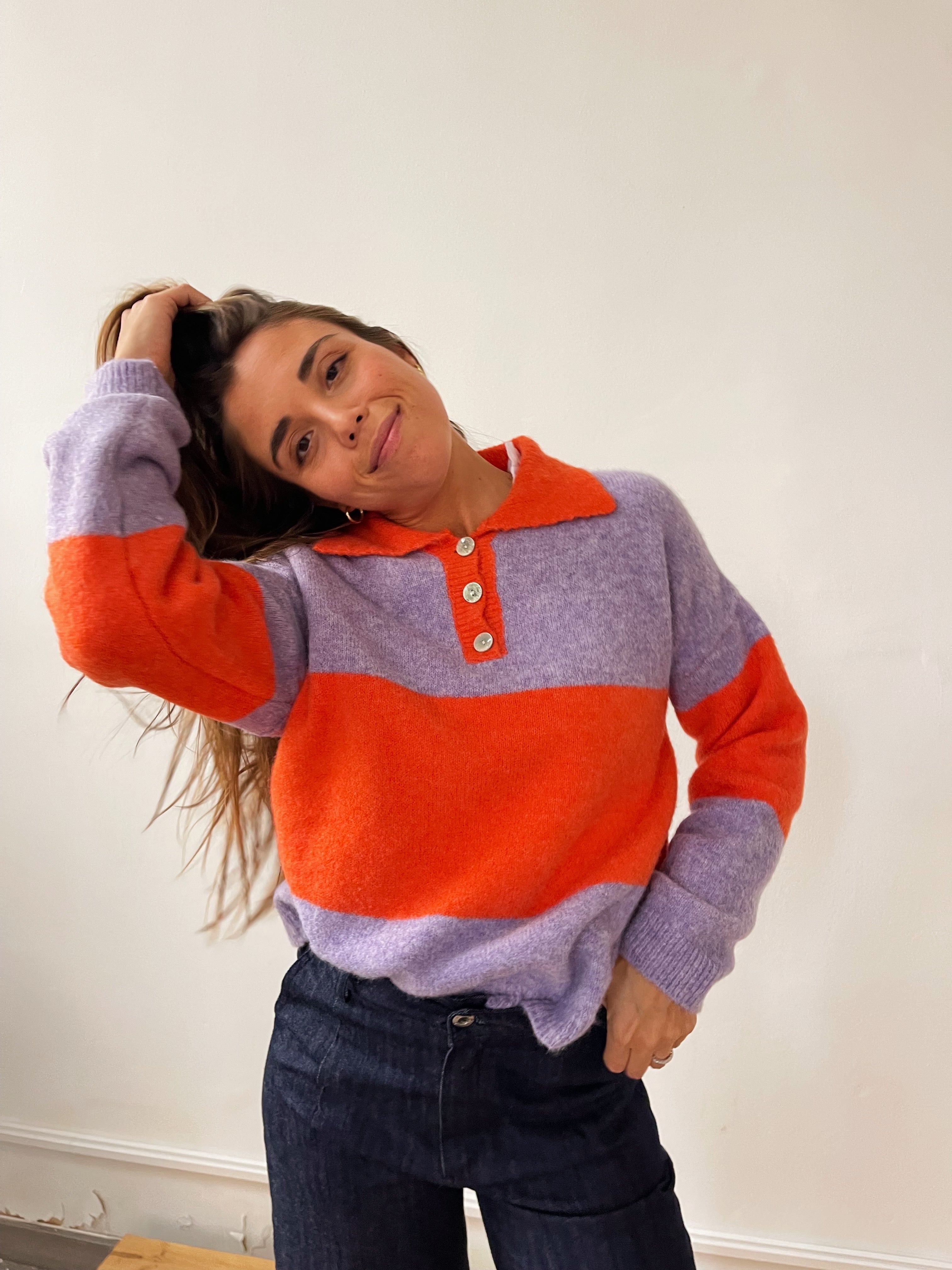 Paola Orange and Lilac Sweater