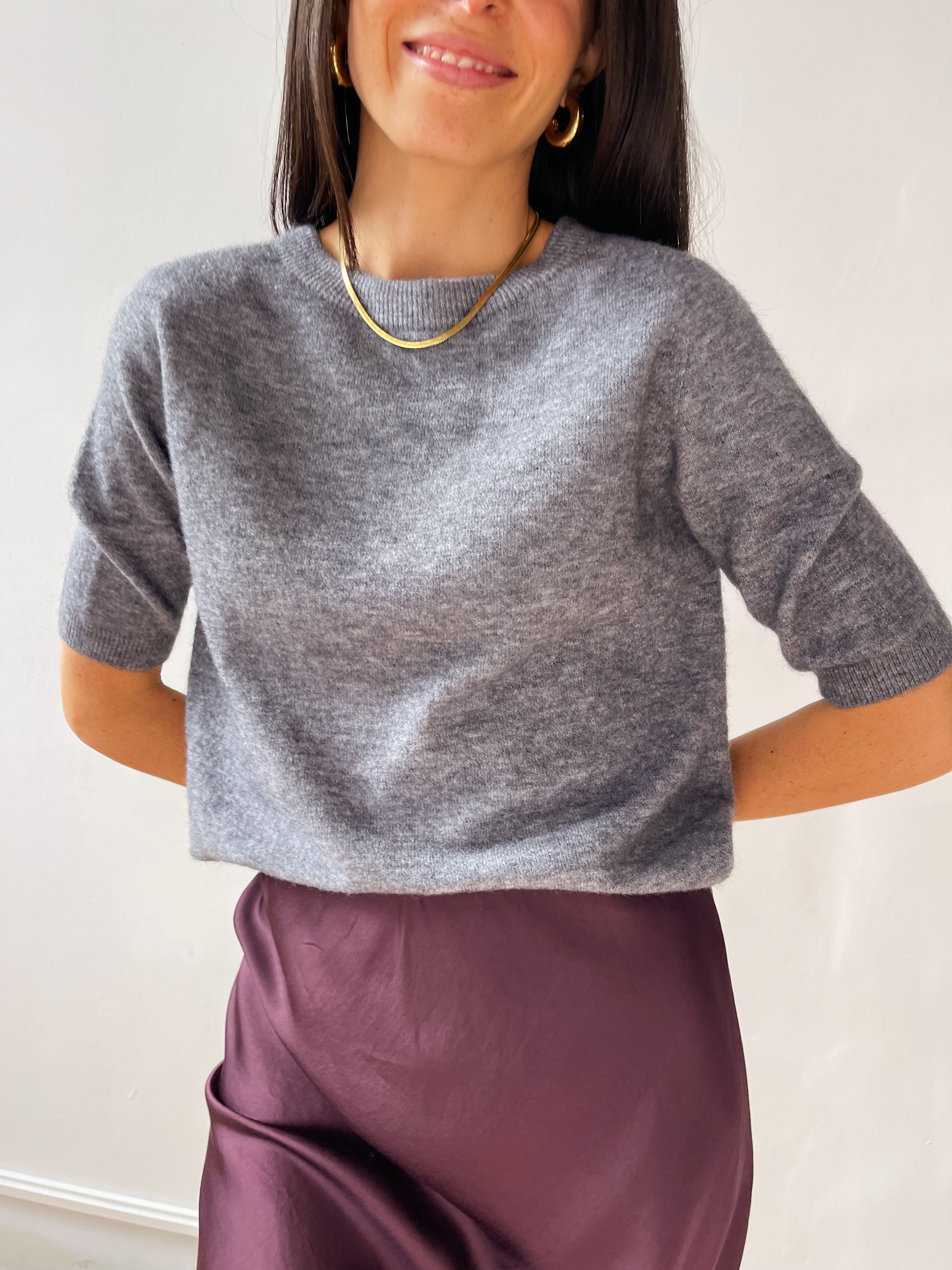 Grey Knitted T-shirt