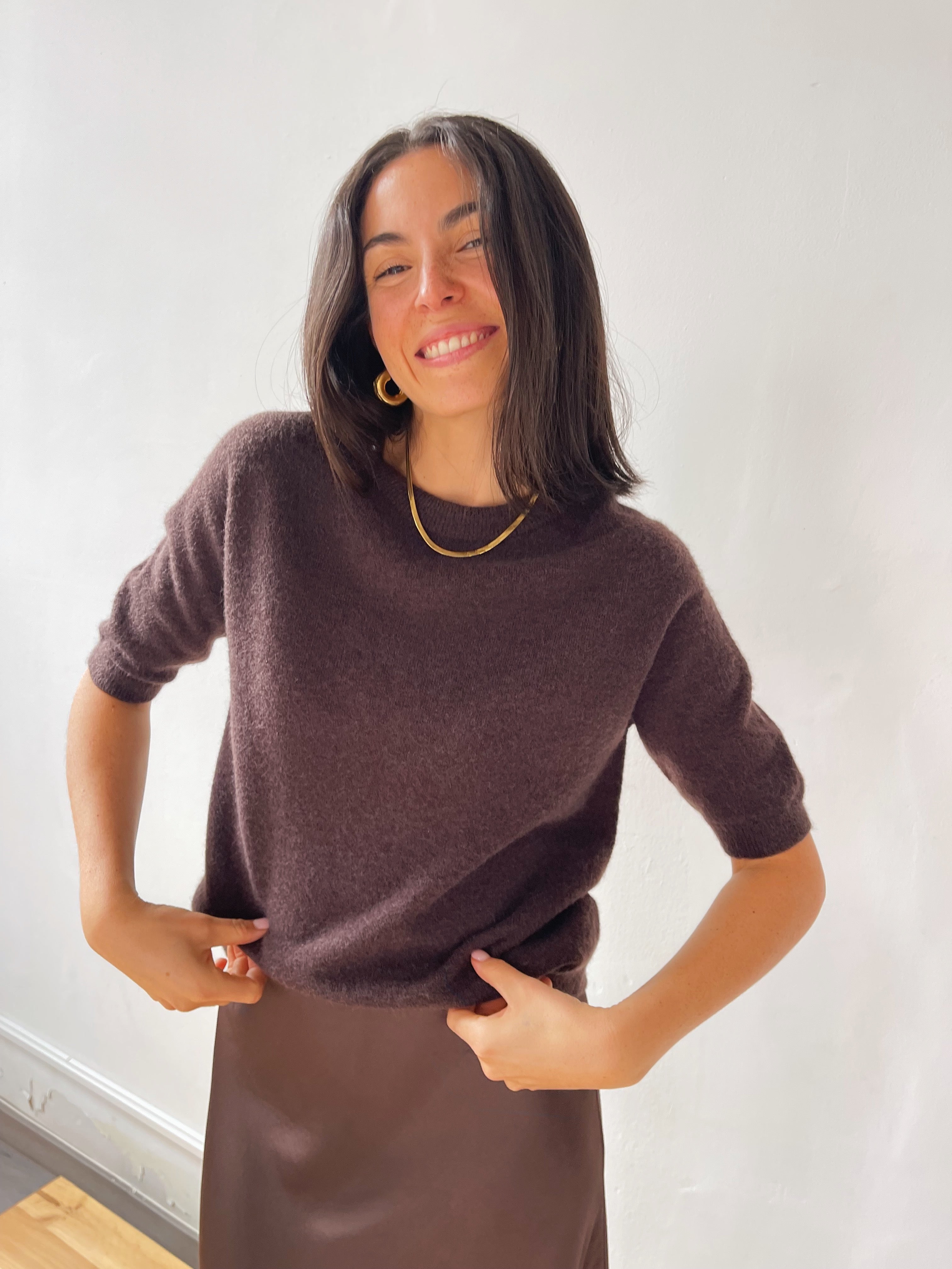 Chocolate Brown Knitted T-shirt