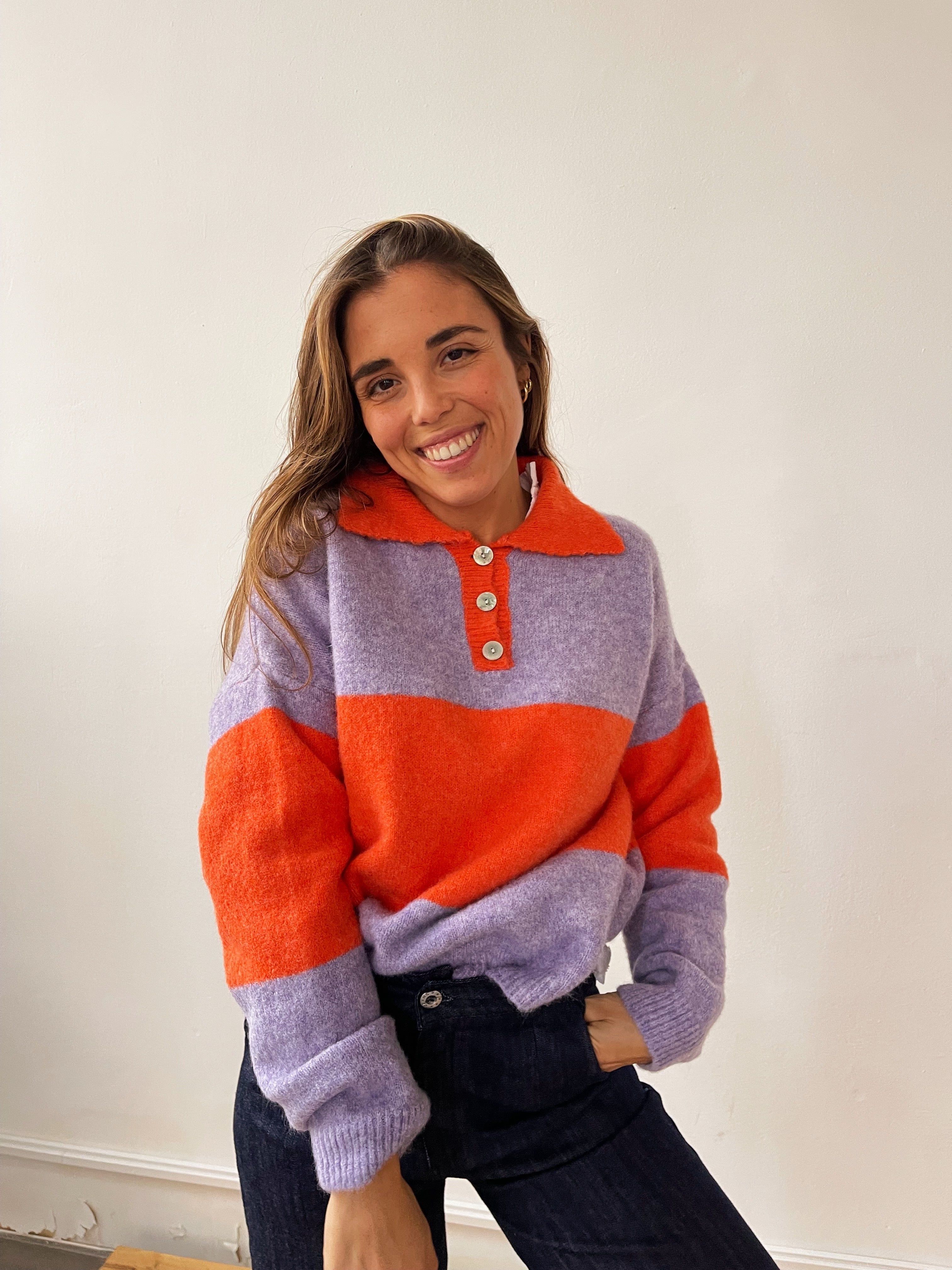 Paola Orange and Lilac Sweater