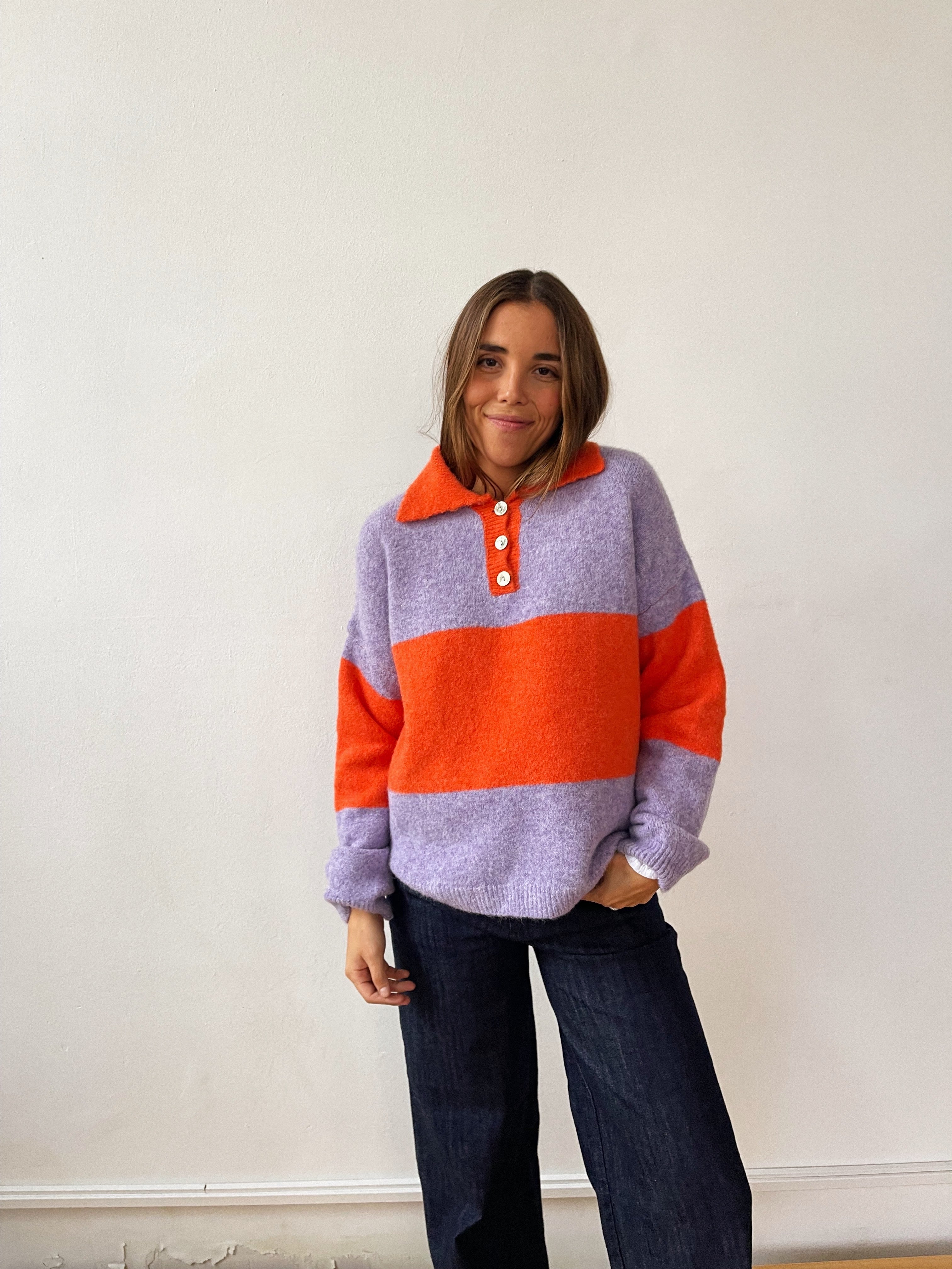 Paola Orange and Lilac Sweater