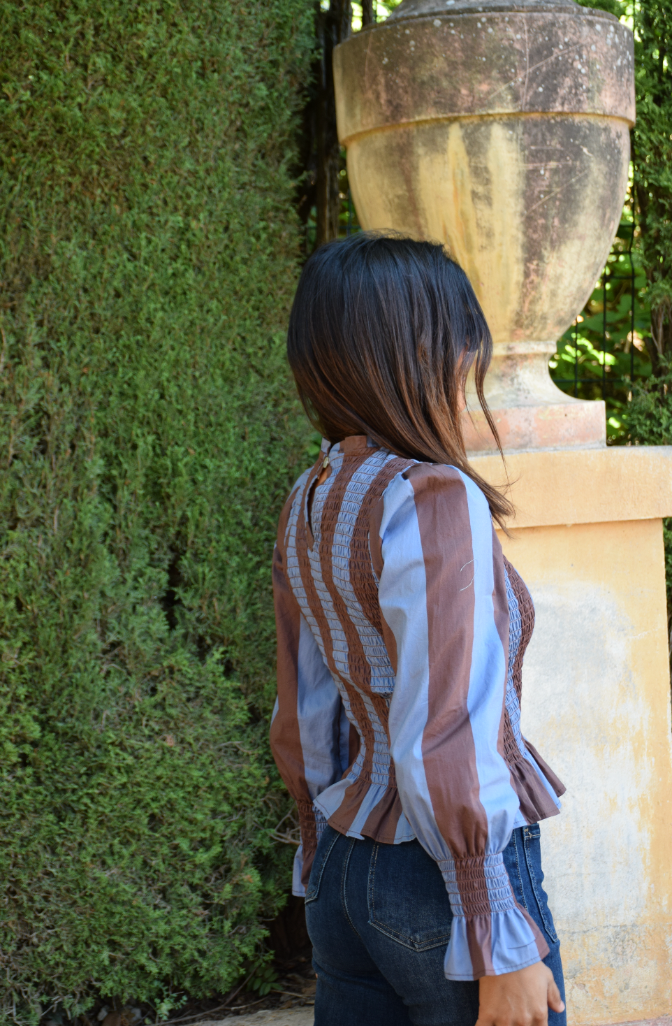Blusa Chía Rayas Marrón y Azul Marino