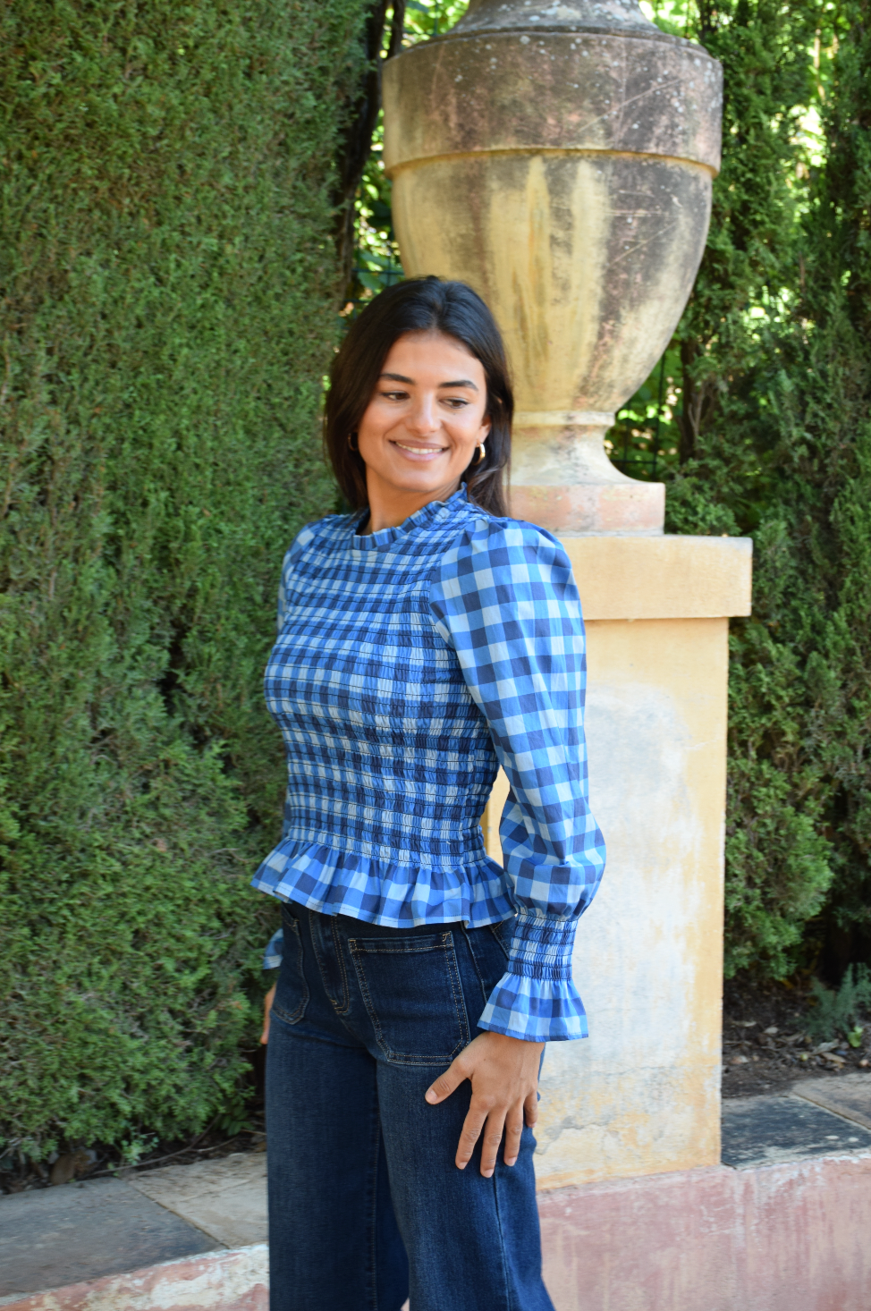 Blusa Chía Cuadros Azul Marino