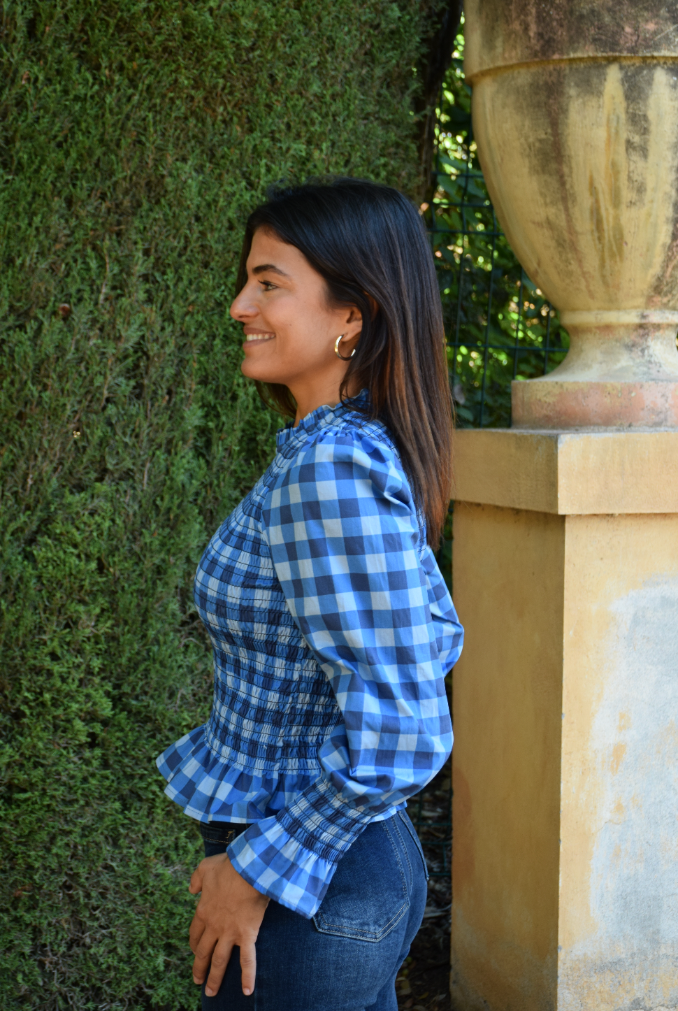 Blusa Chía Cuadros Azul Marino
