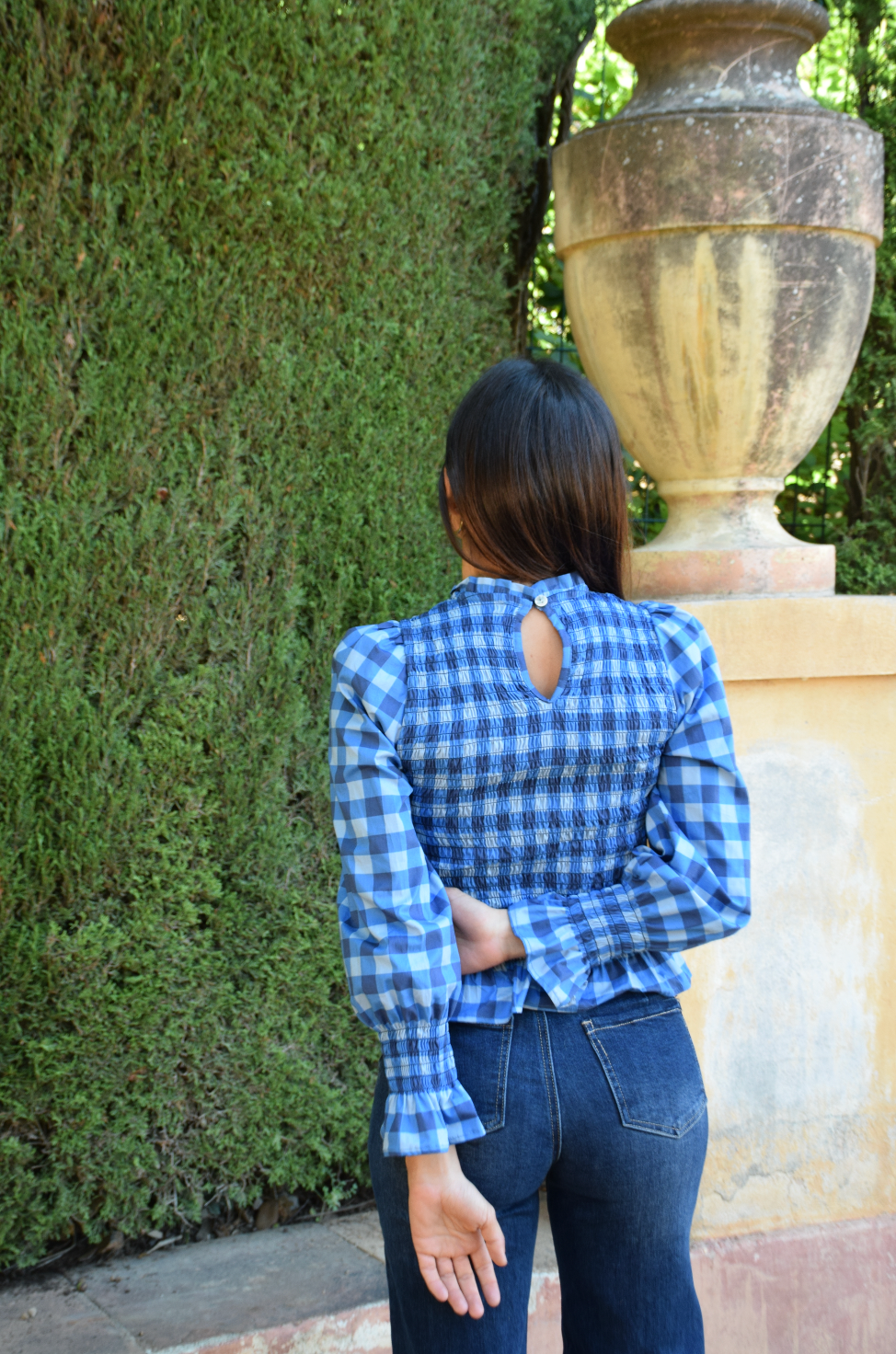 Blusa Chía Cuadros Azul Marino