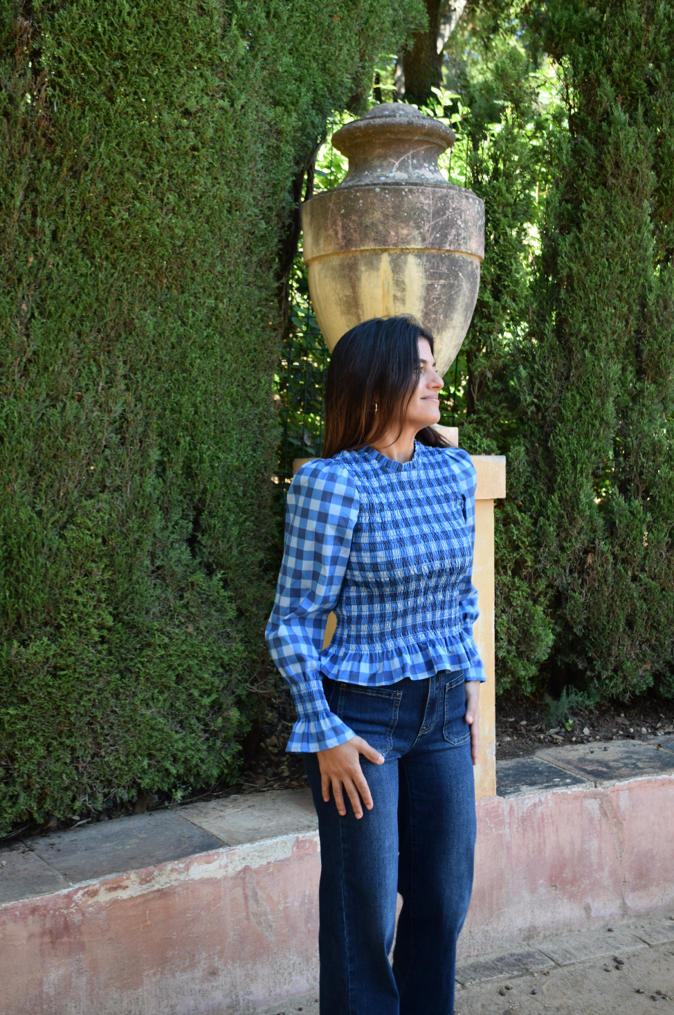 Blusa Chía Cuadros Azul Marino