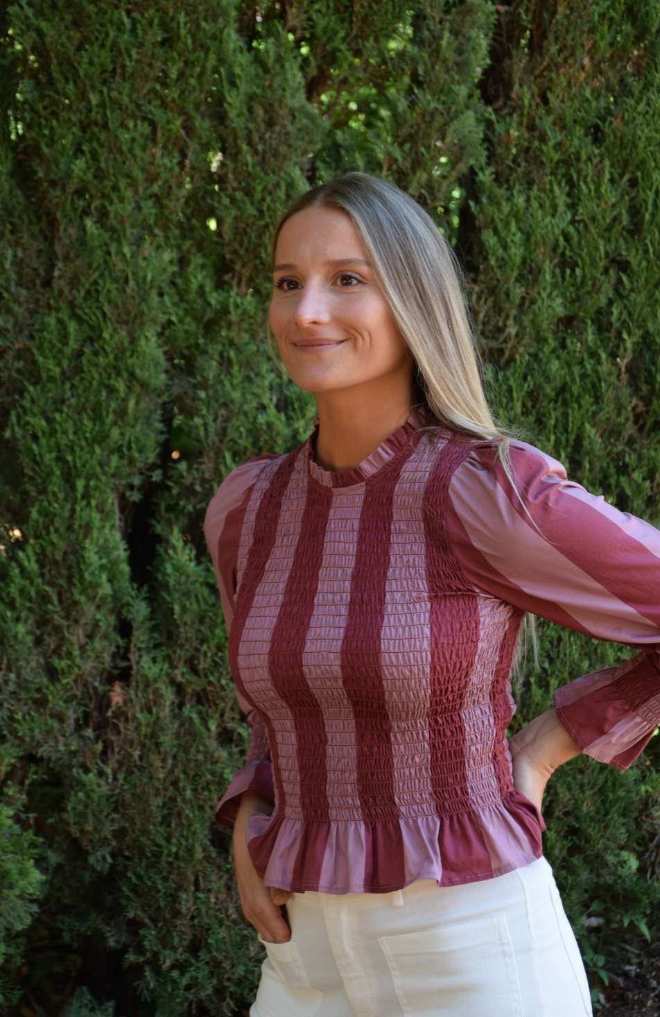 Blusa Chía Rayas Burgundy