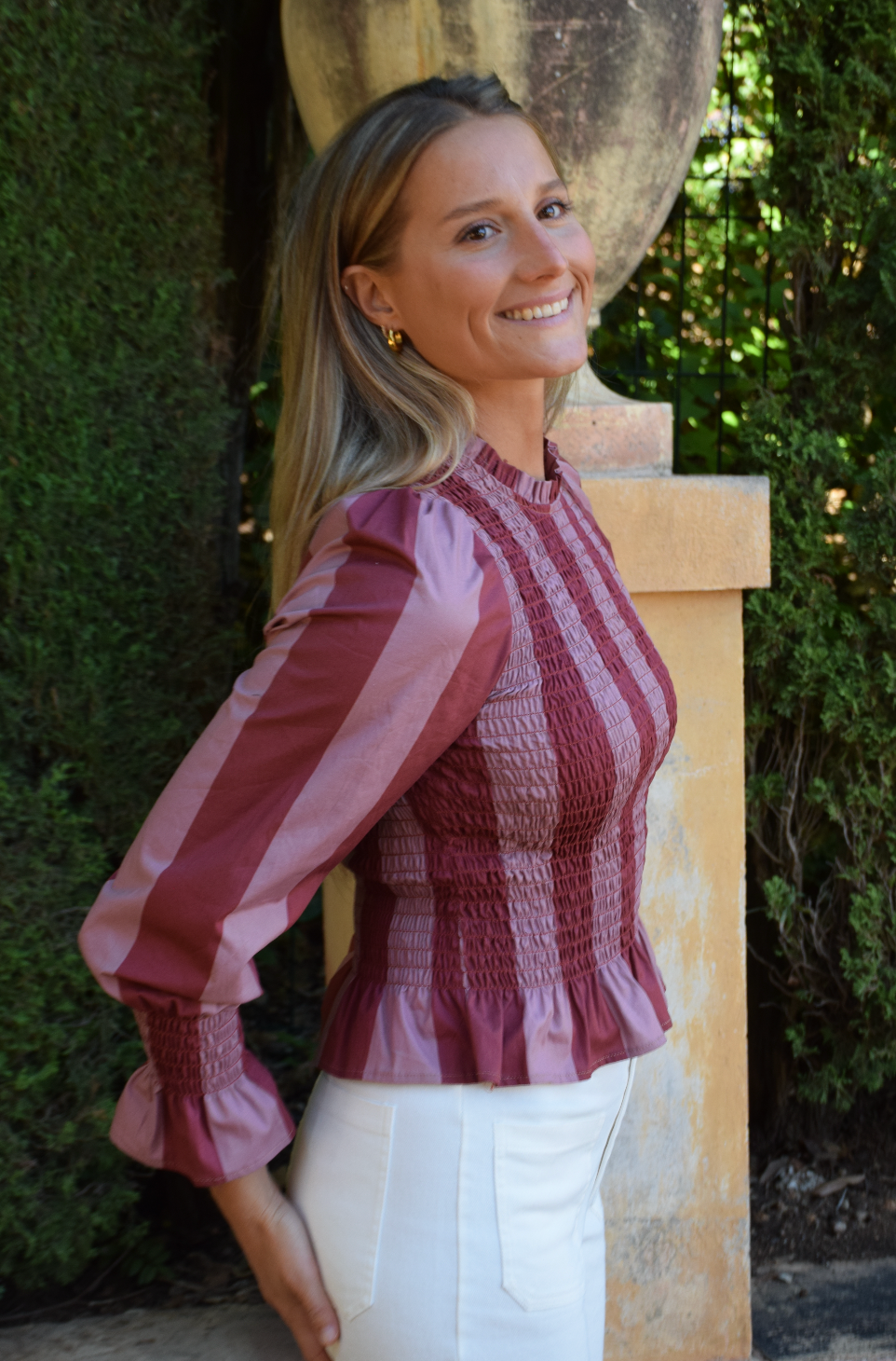 Blusa Chía Rayas Burgundy