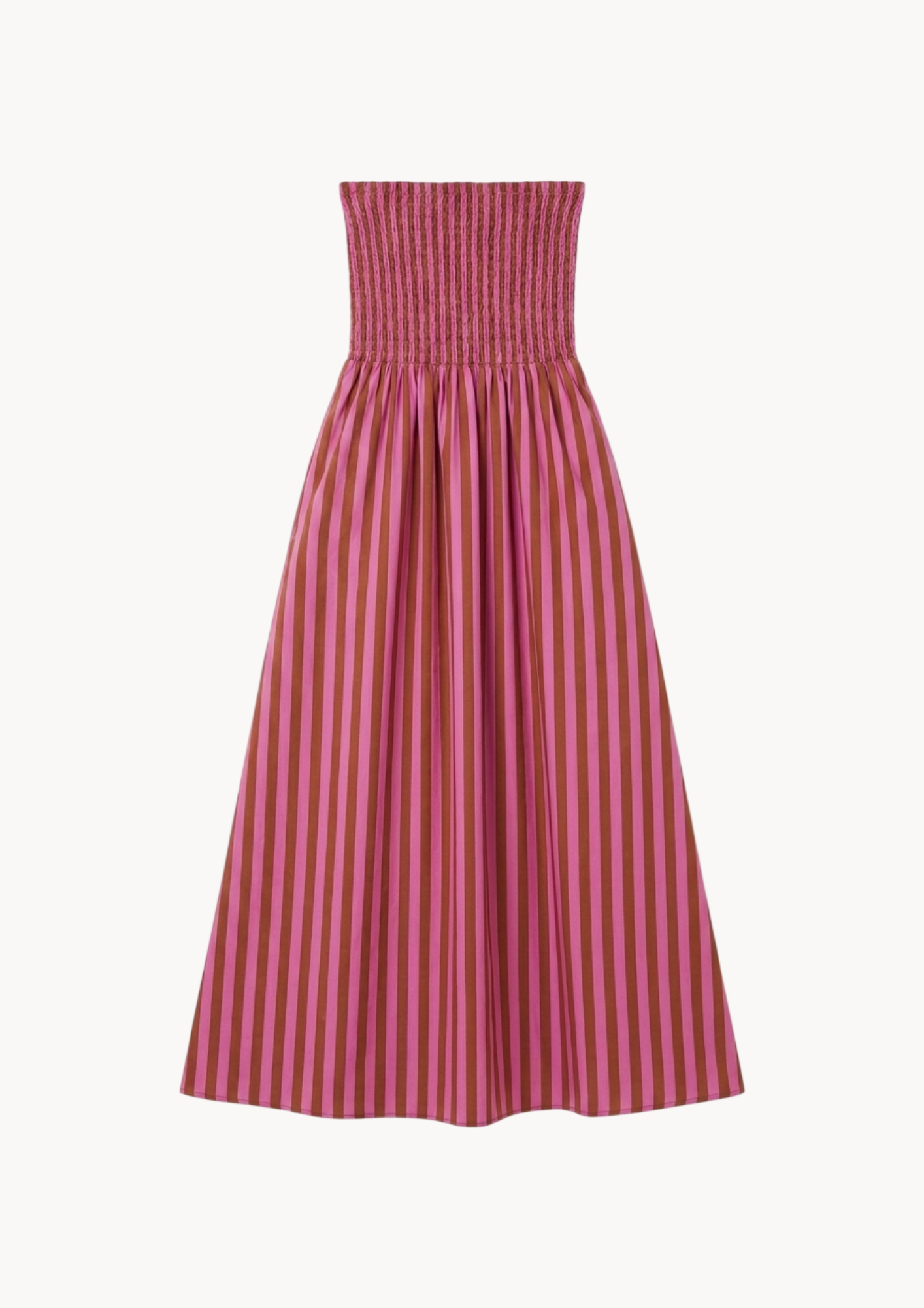Emily Brown and Pink Striped Dress