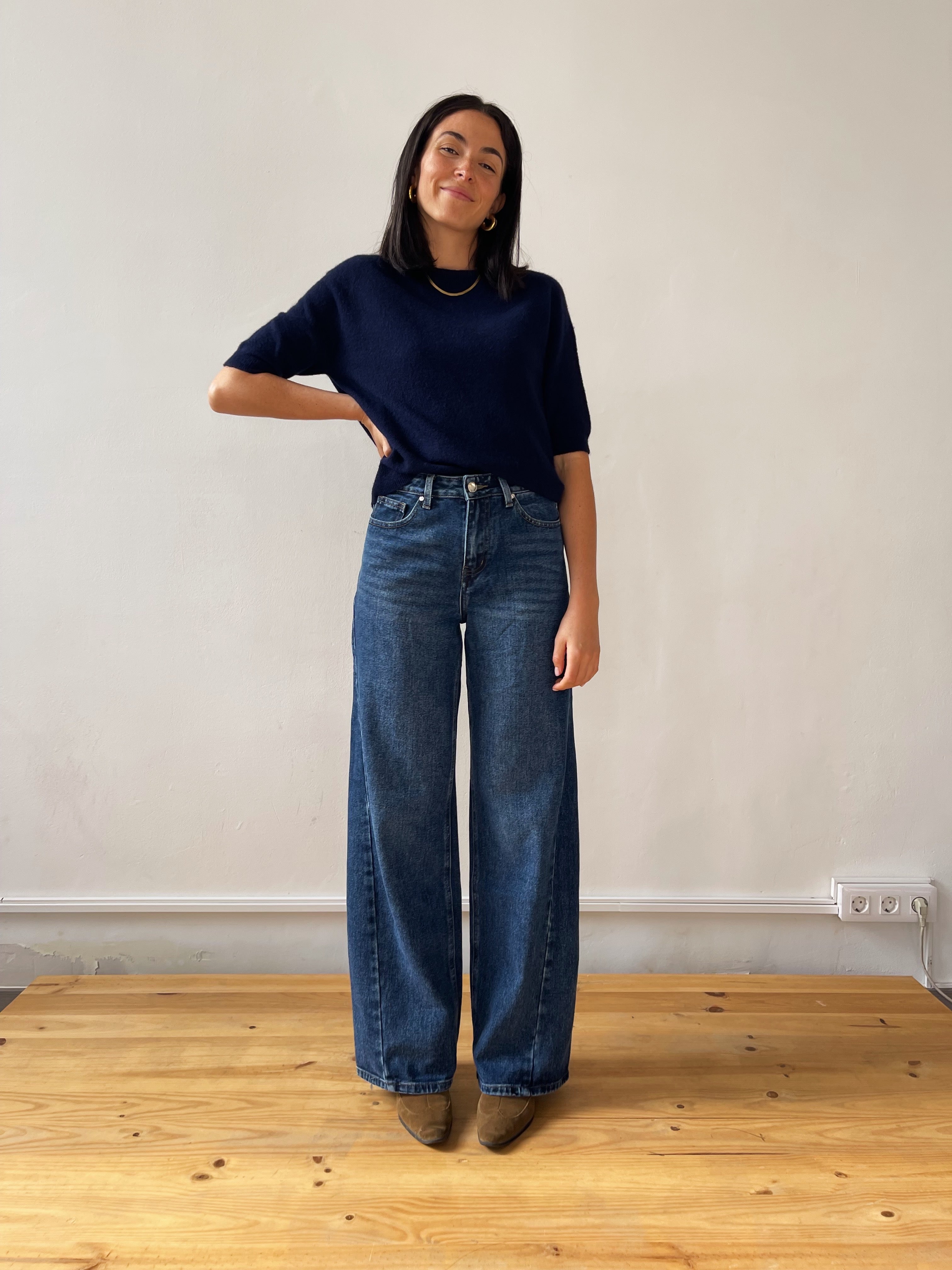 Navy Blue Knitted T-shirt