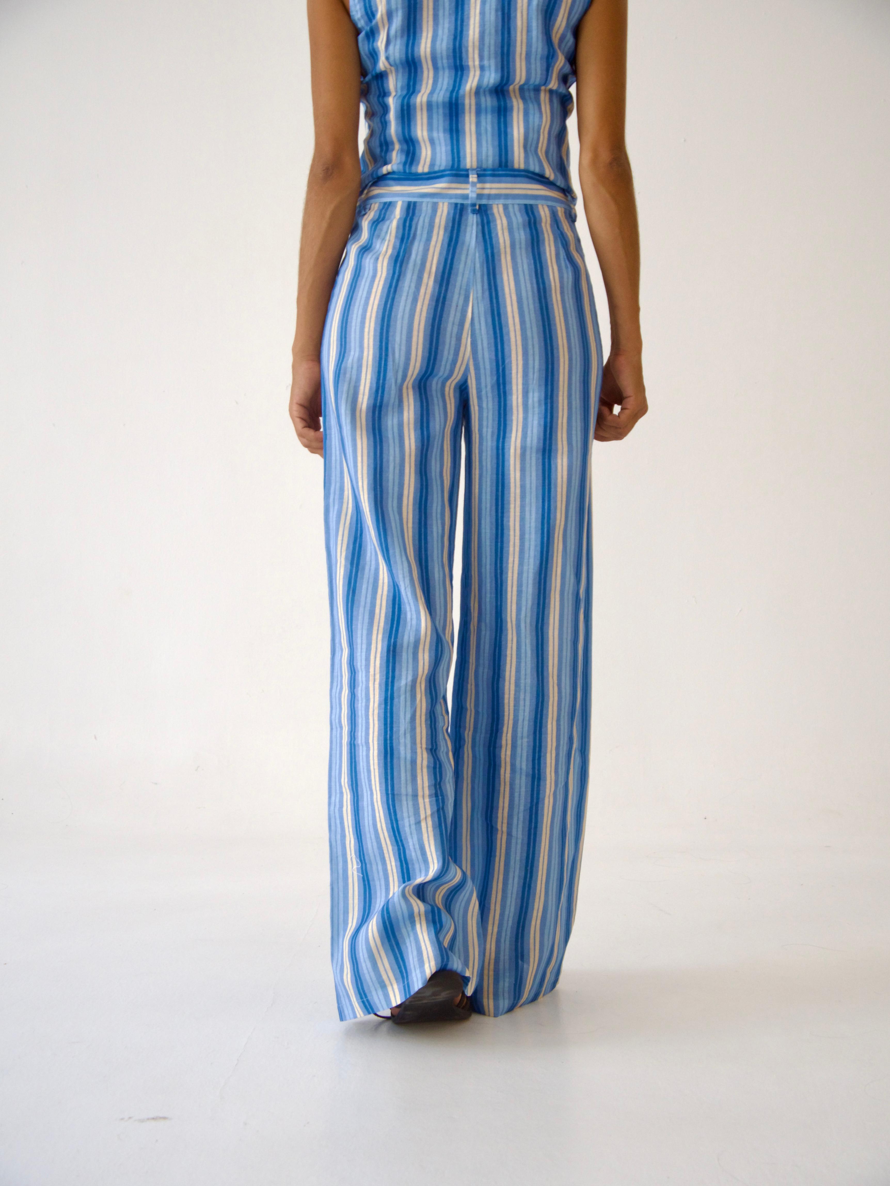 Pantalón Ana Azul Lino