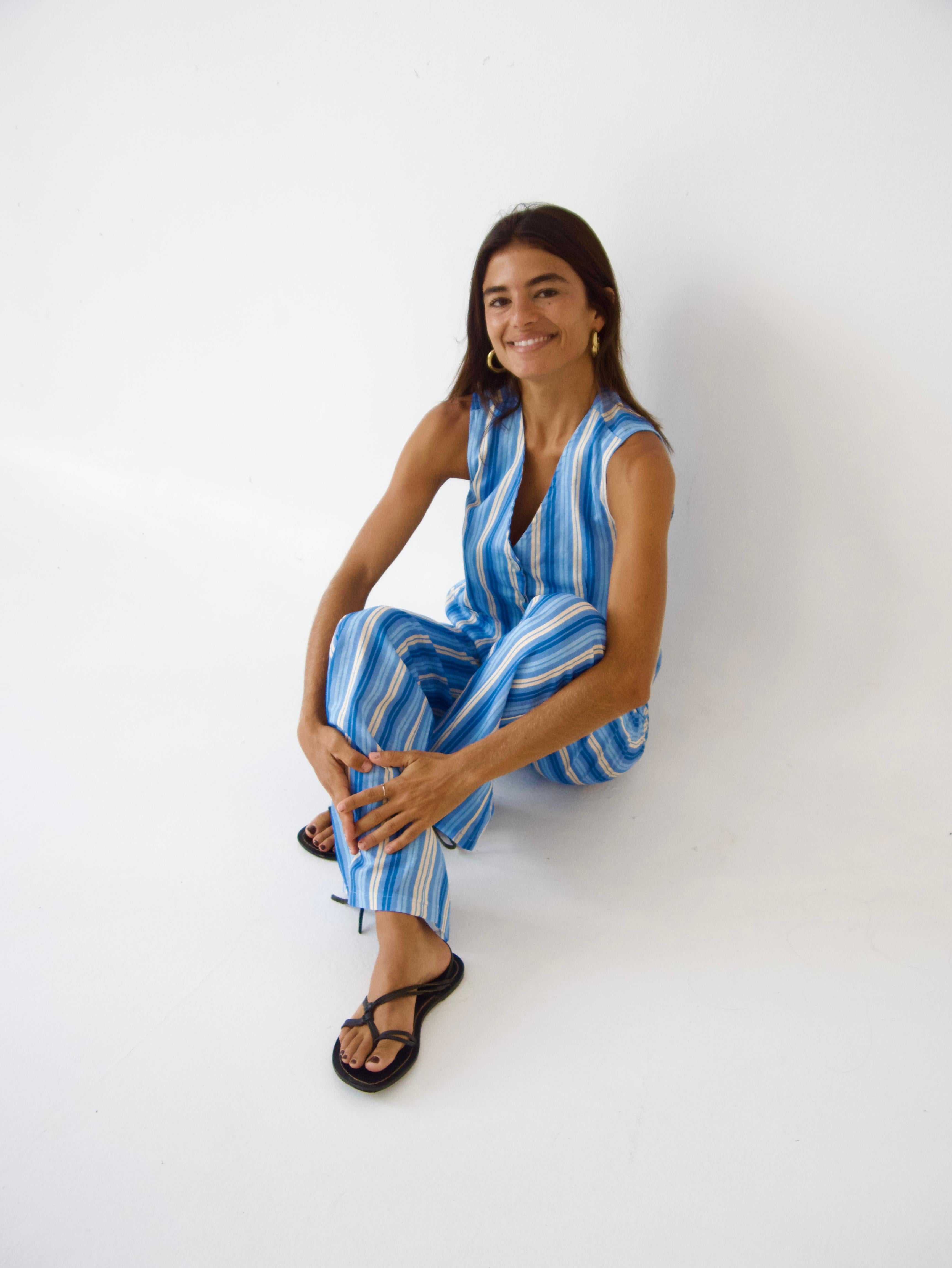 Pantalón Ana Azul Lino