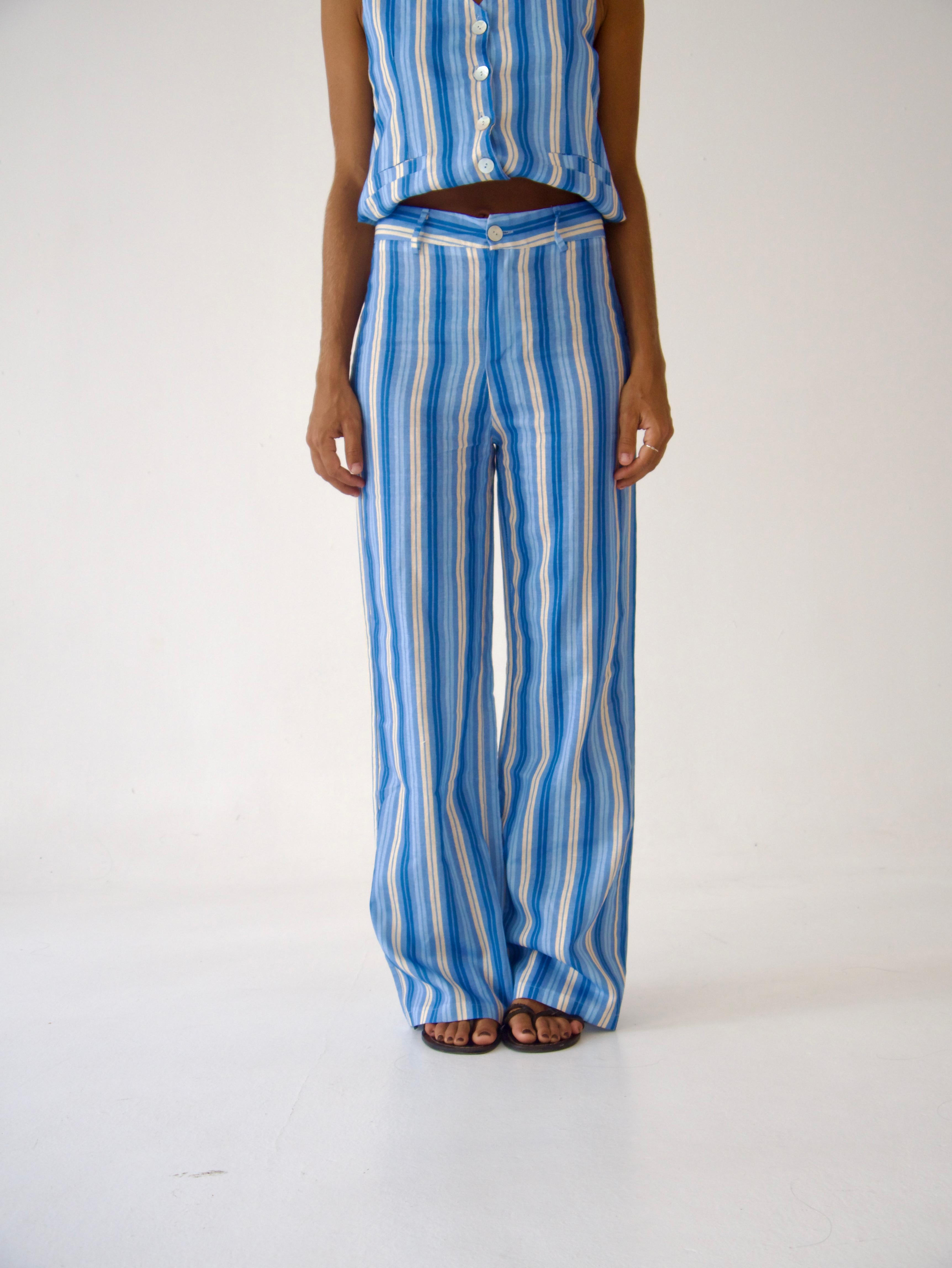 Pantalón Ana Azul Lino