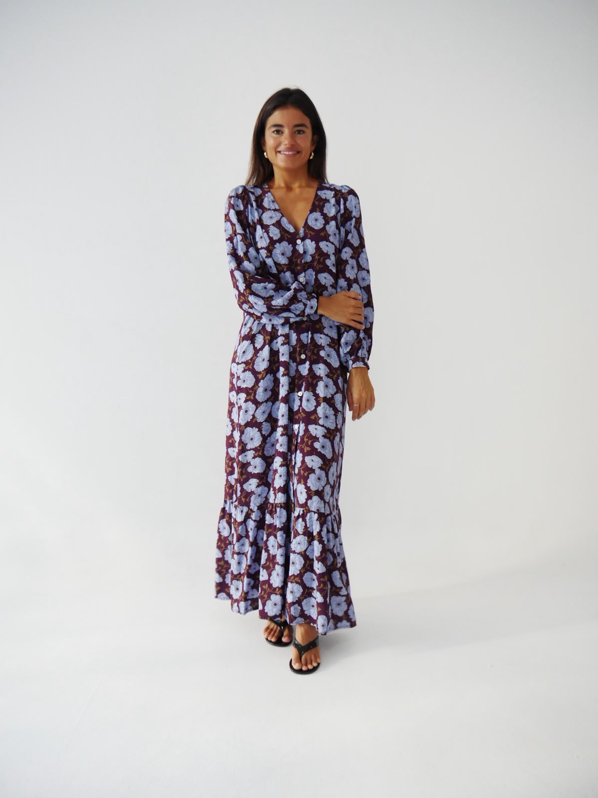 Vestido Micaela Flores Celeste