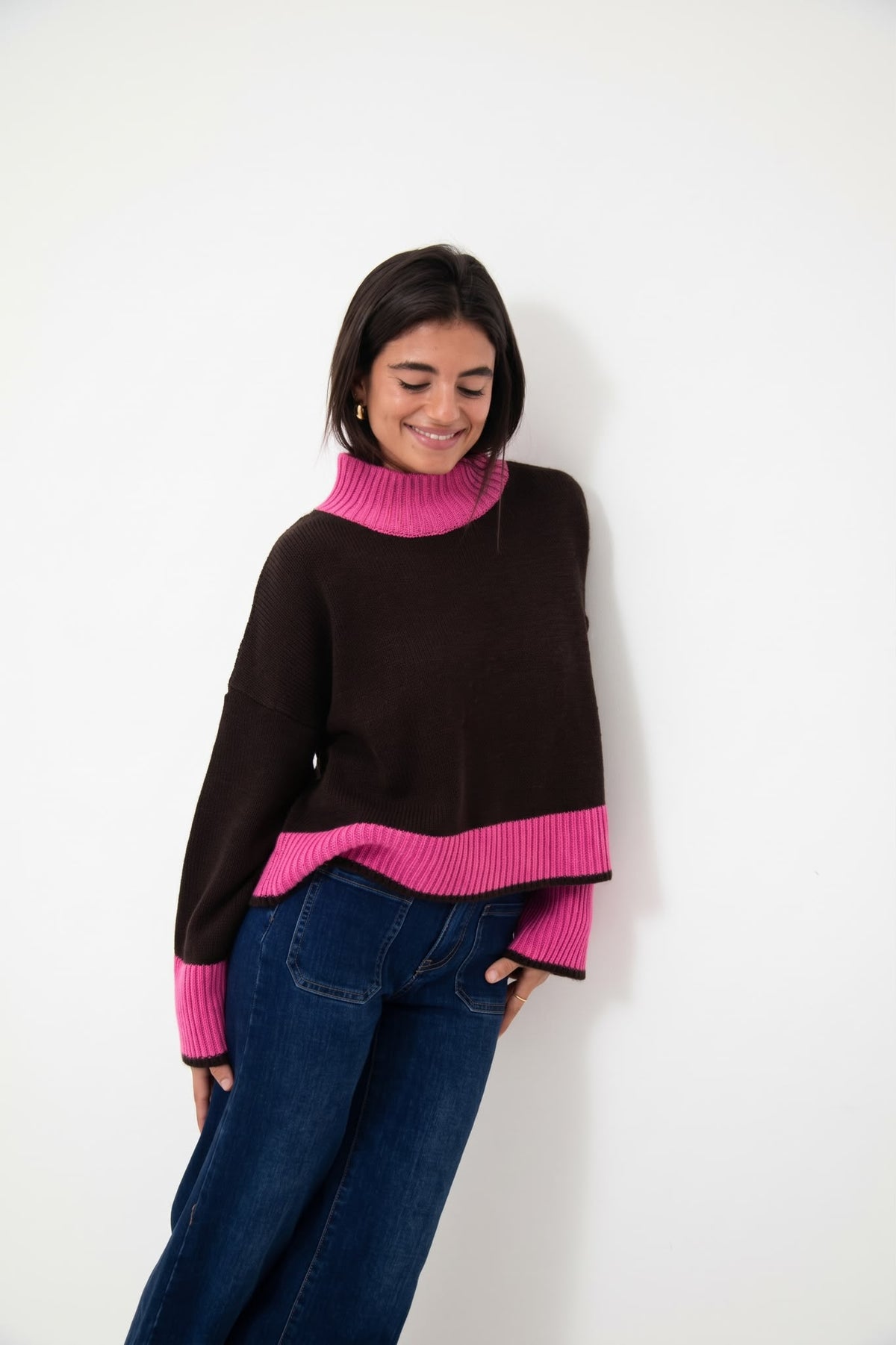 Jersey Bruna Marrón y Rosa