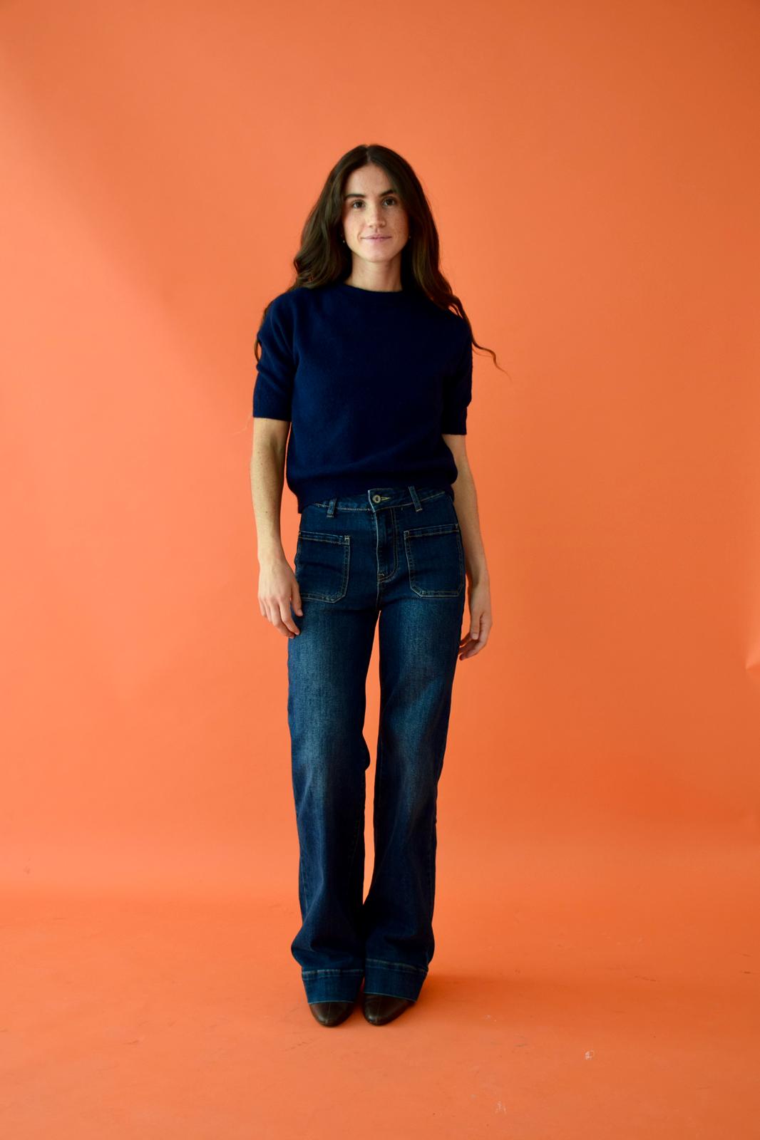 Navy Blue Knitted T-shirt