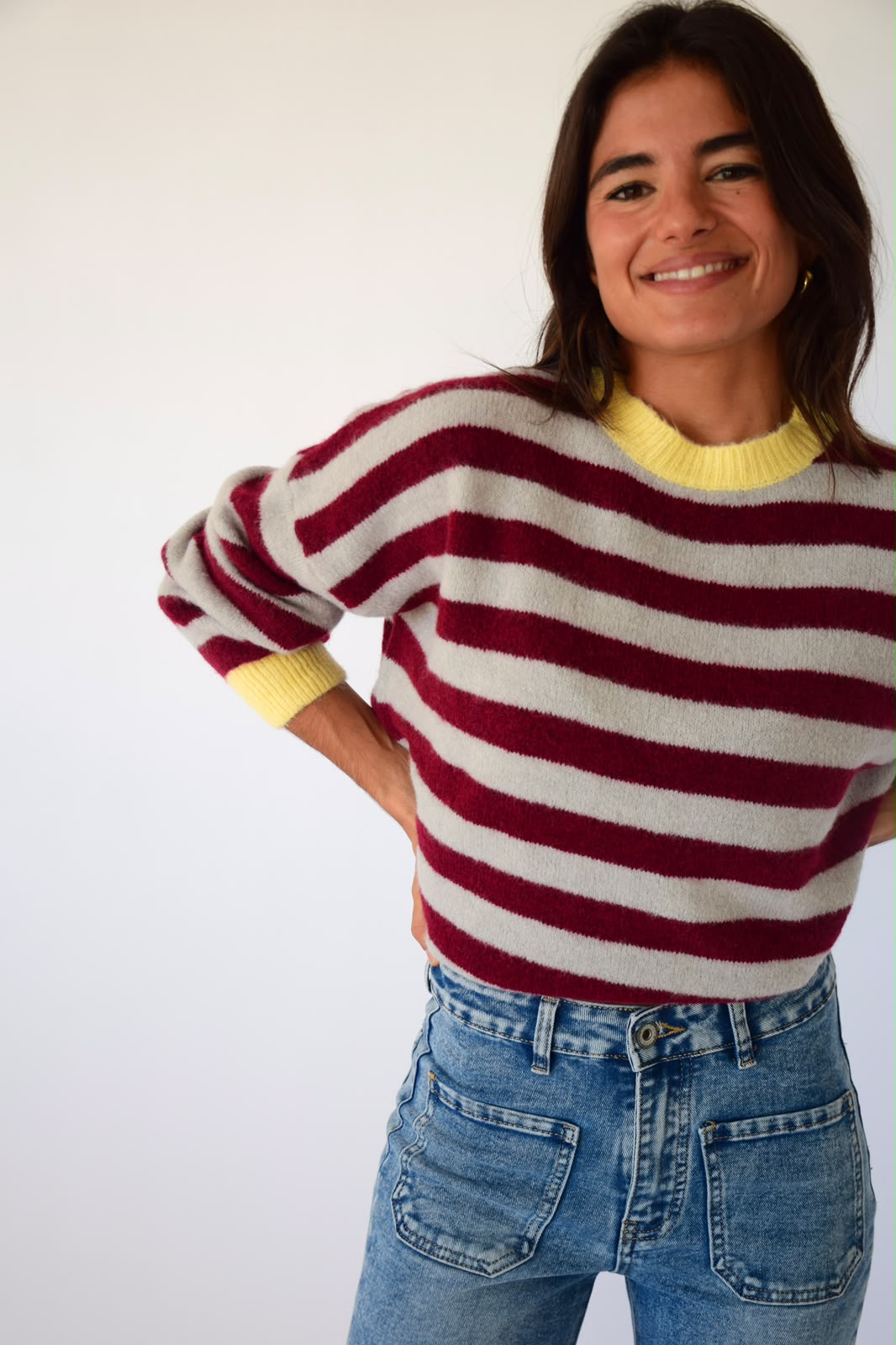 Jersey Pia Burgundy y Gris