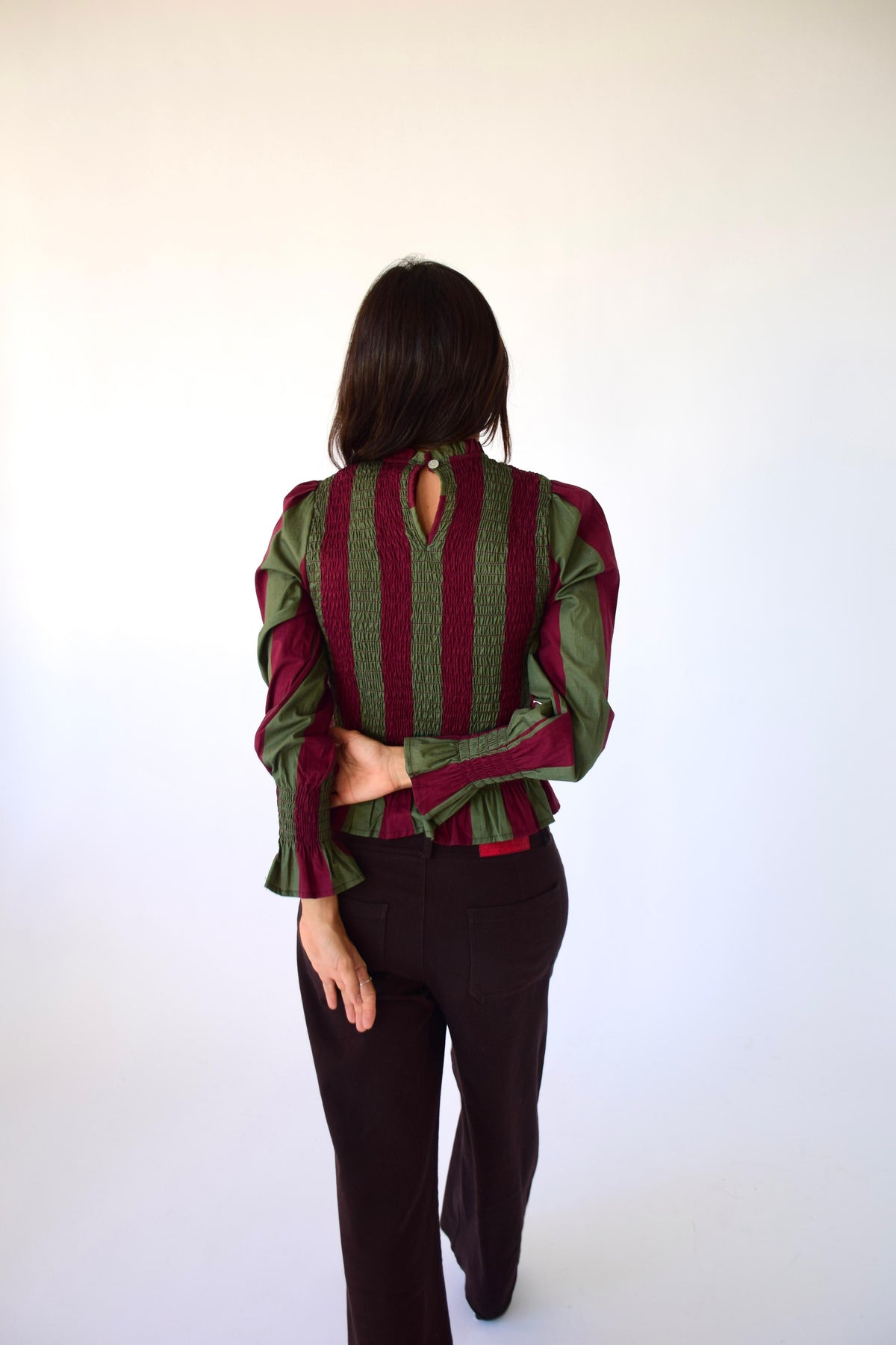 Blusa Chia Rayas Burgundy y Kaki