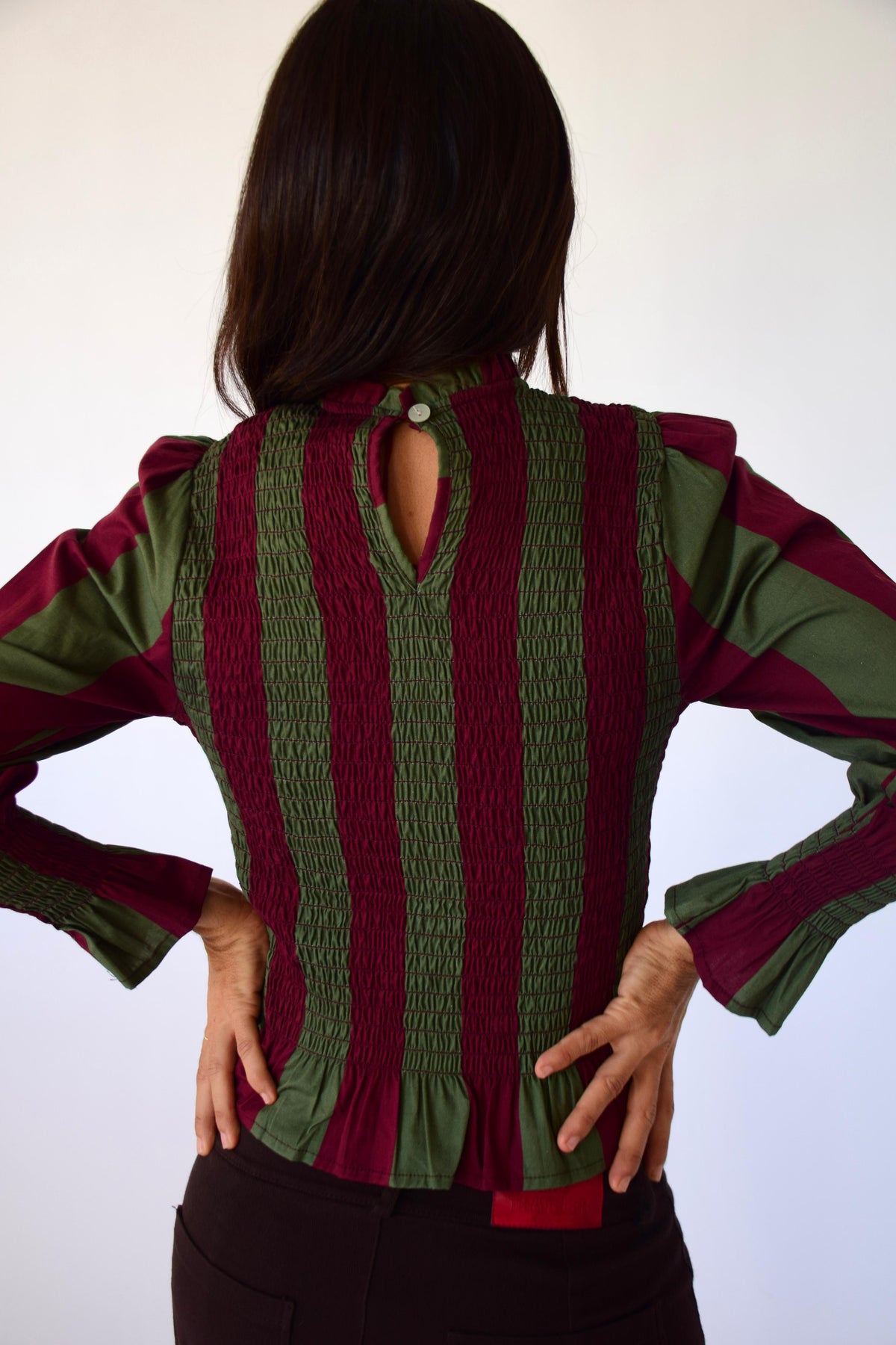 Blusa Chia Rayas Burgundy y Kaki