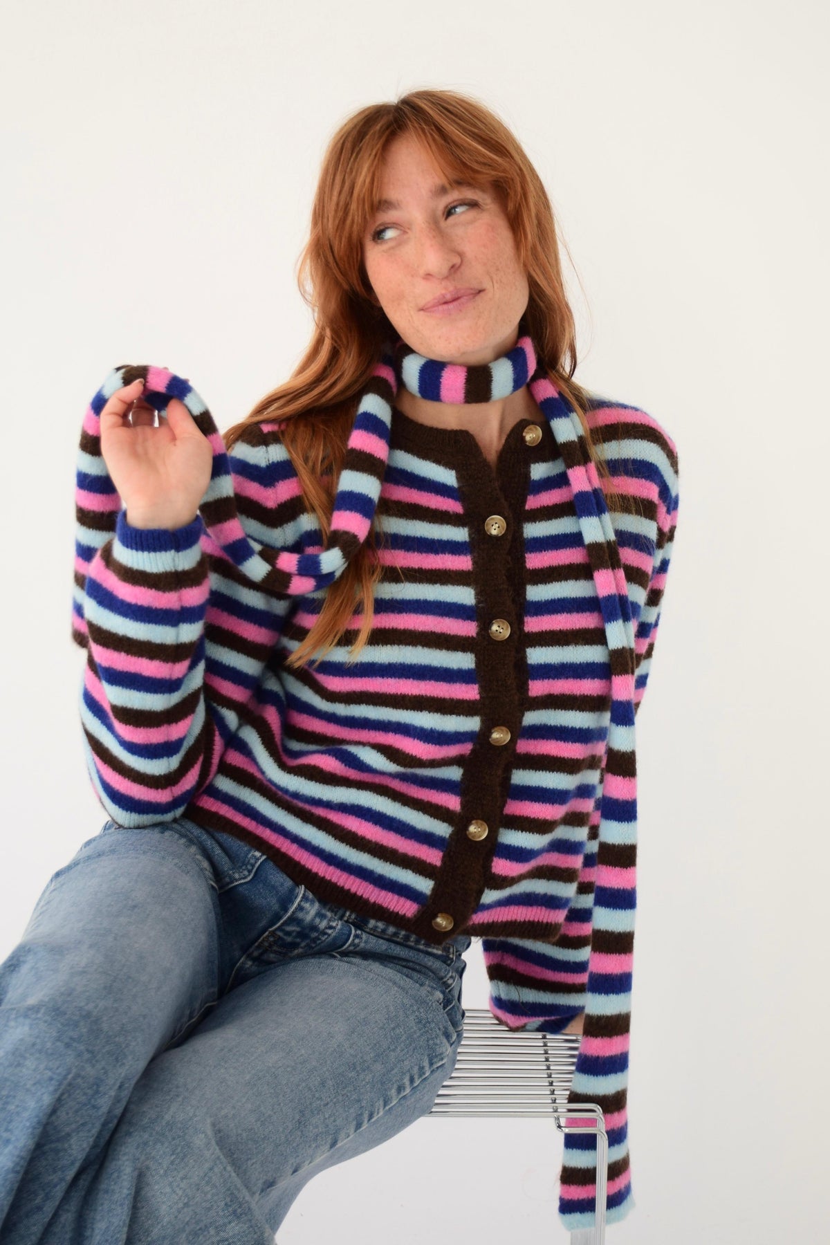 Angela Blue and Brown Scarf