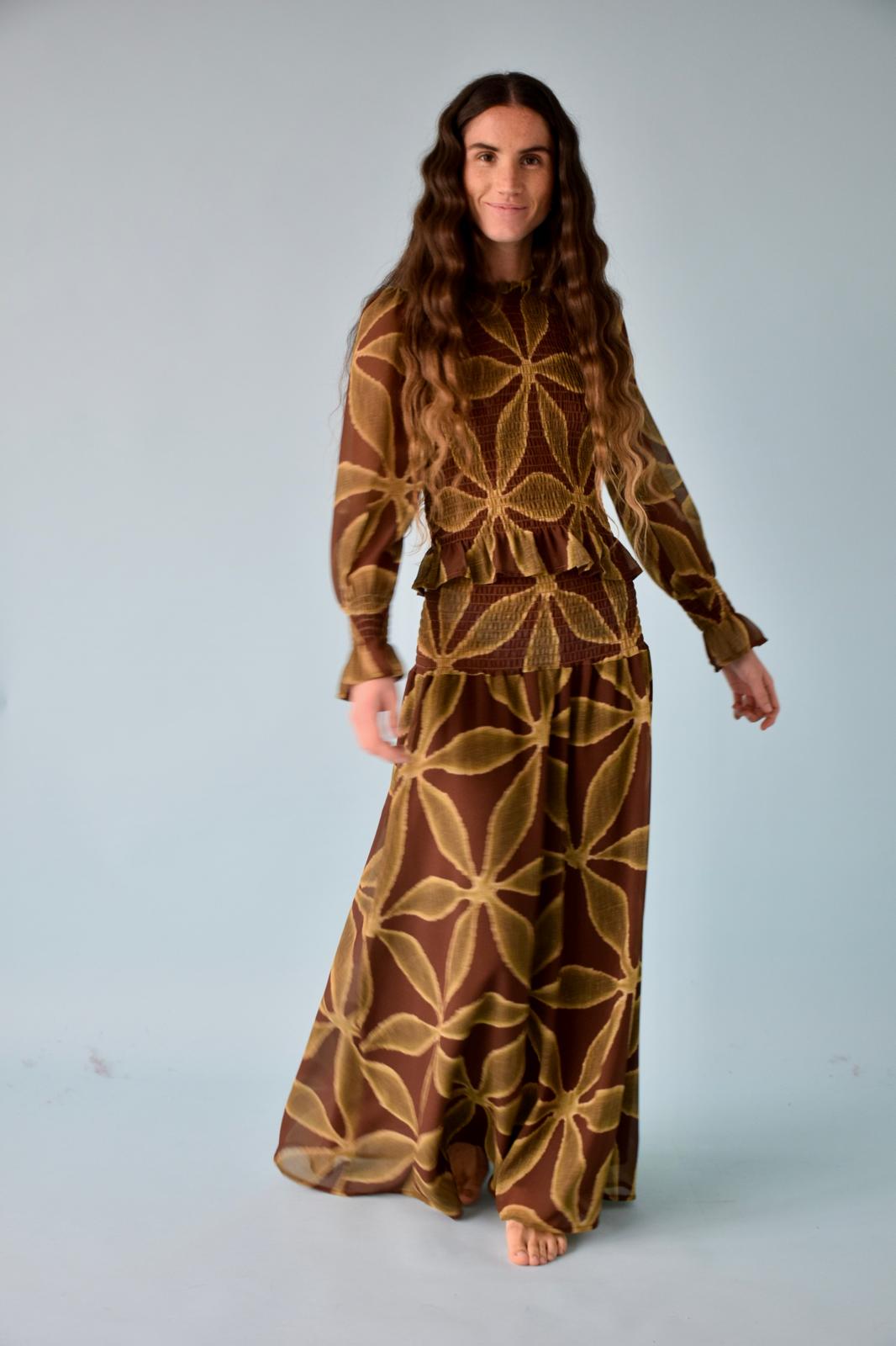 Chia Clover Blouse (Green and Brown)