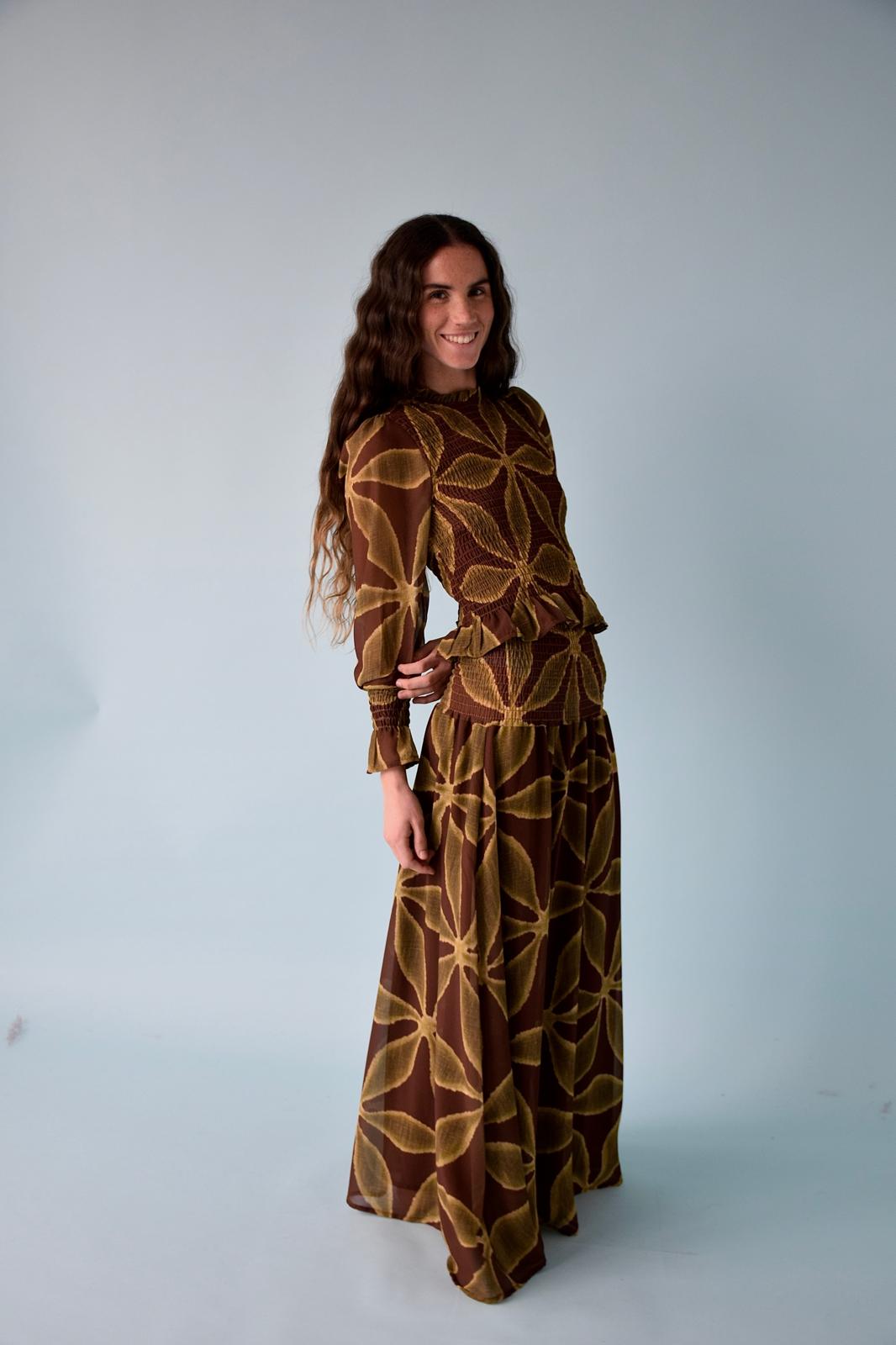 Chia Clover Blouse (Green and Brown)