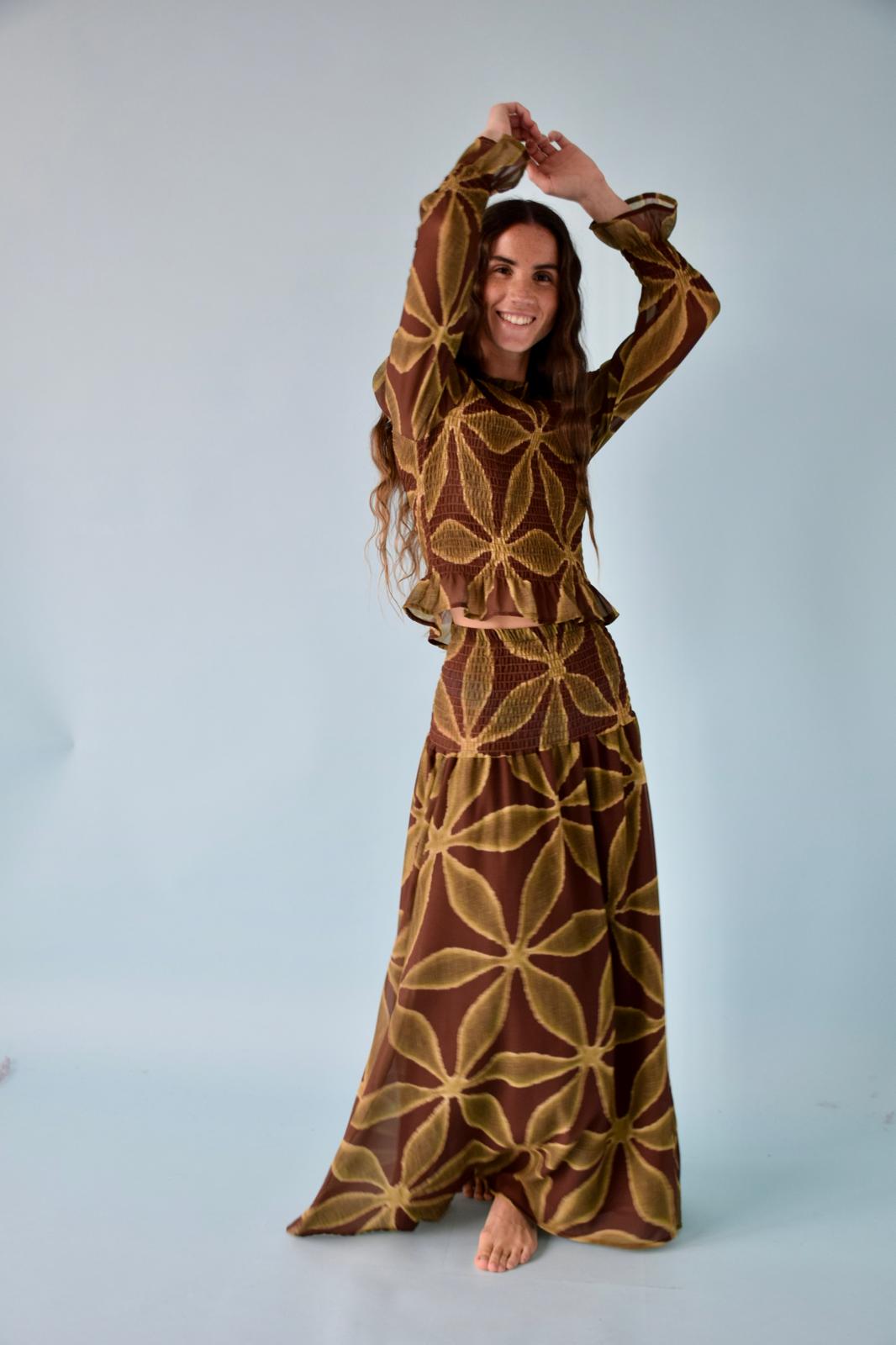 Chia Clover Blouse (Green and Brown)