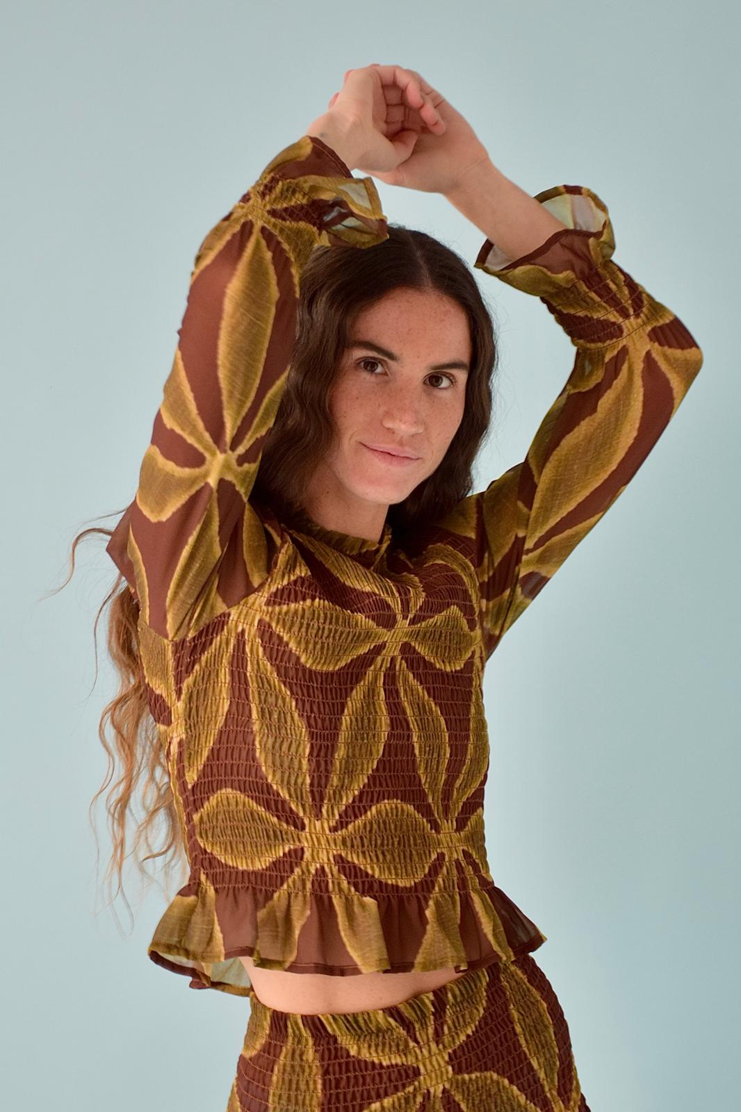 Chia Clover Blouse (Green and Brown)
