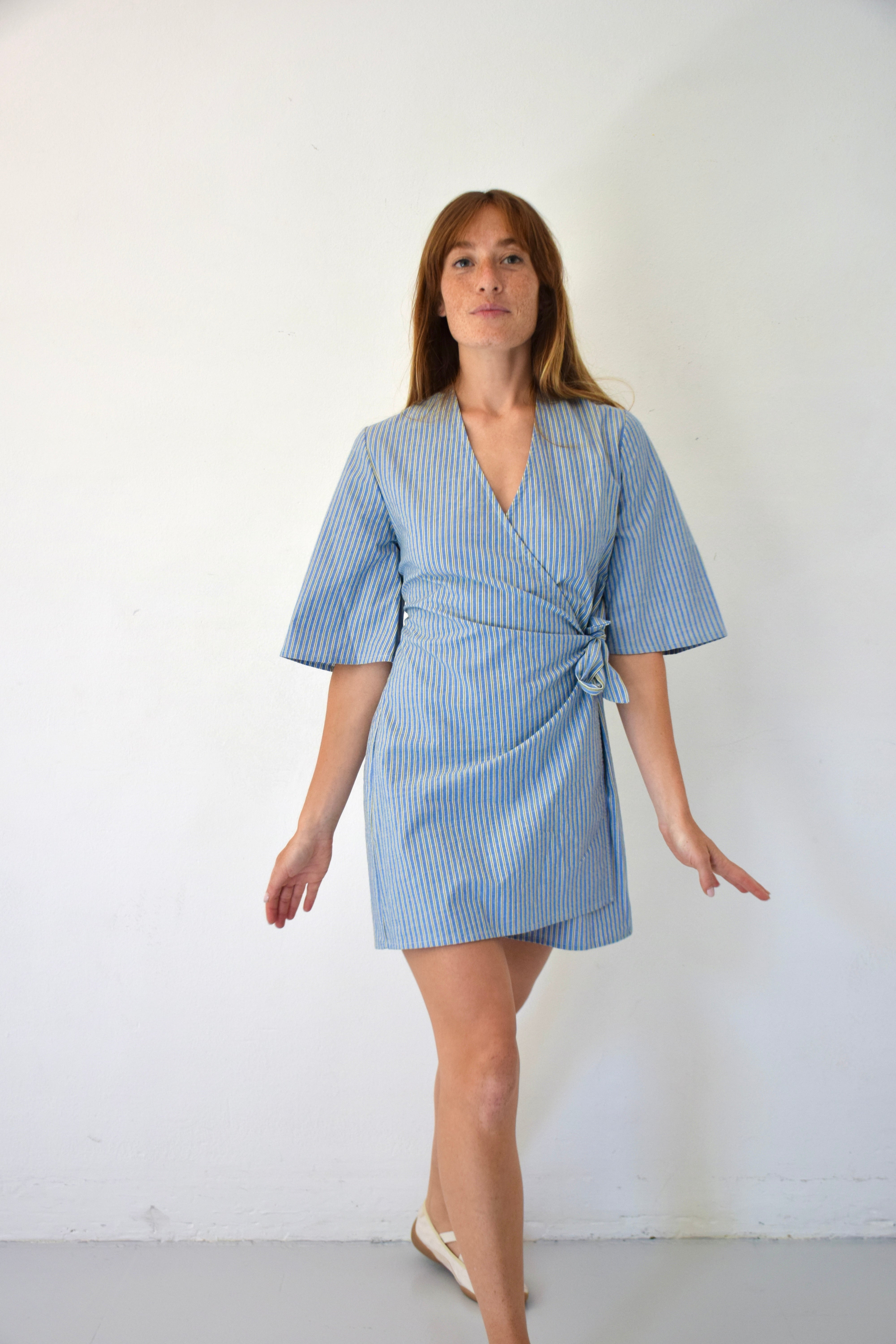 Blue and Green Striped Jumpsuit
