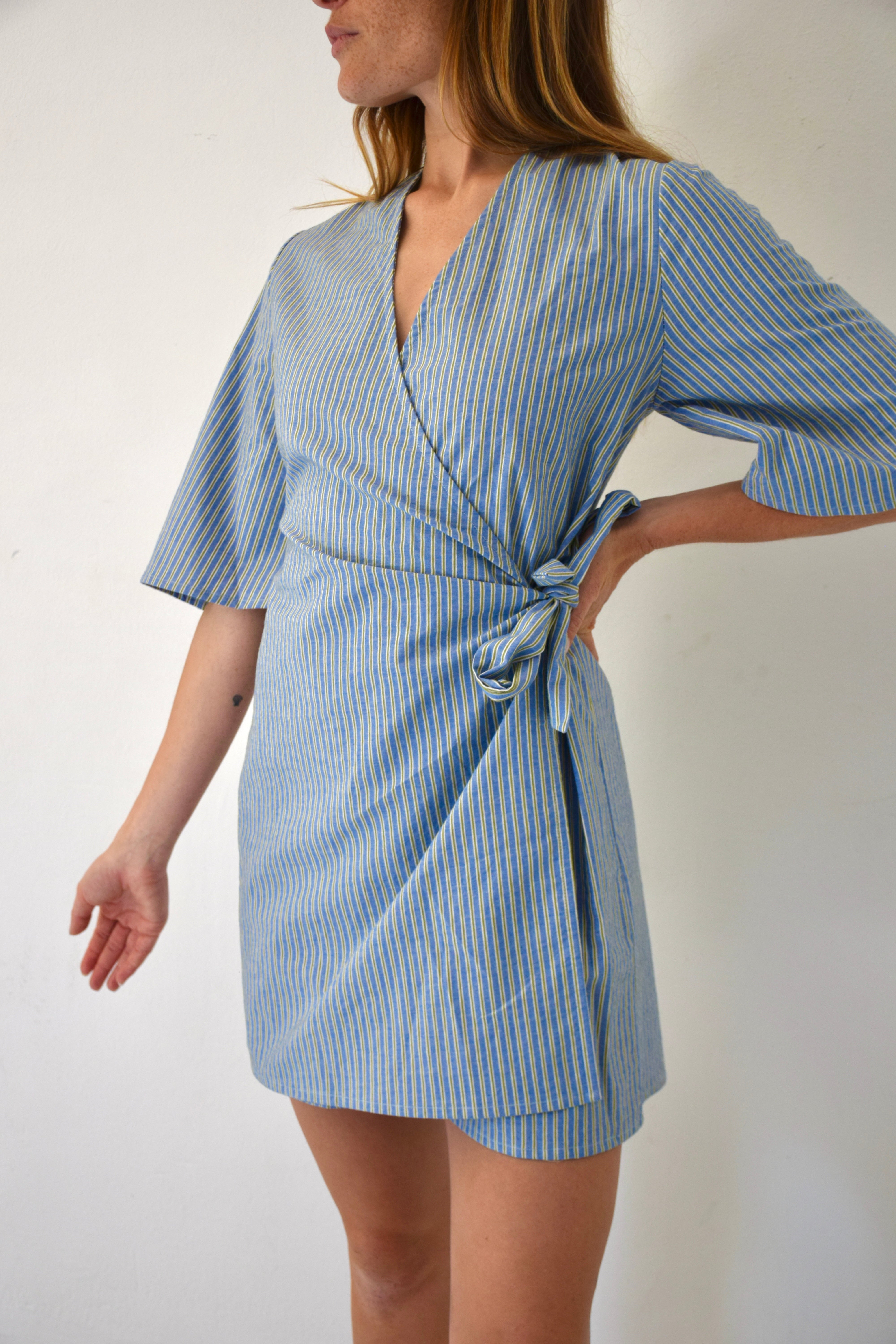 Blue and Green Striped Jumpsuit