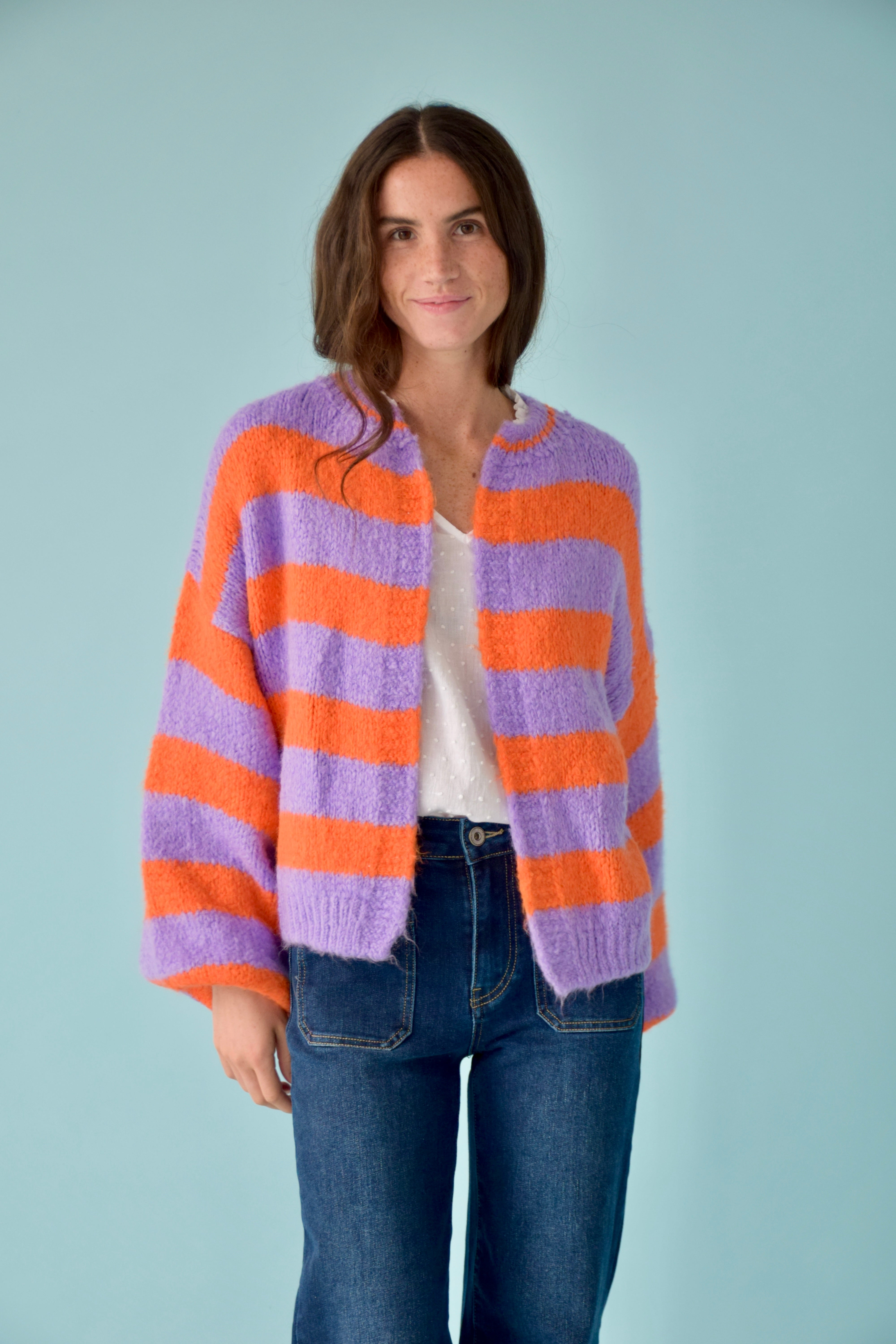 Cárdigan Aura Lavanda y Naranja