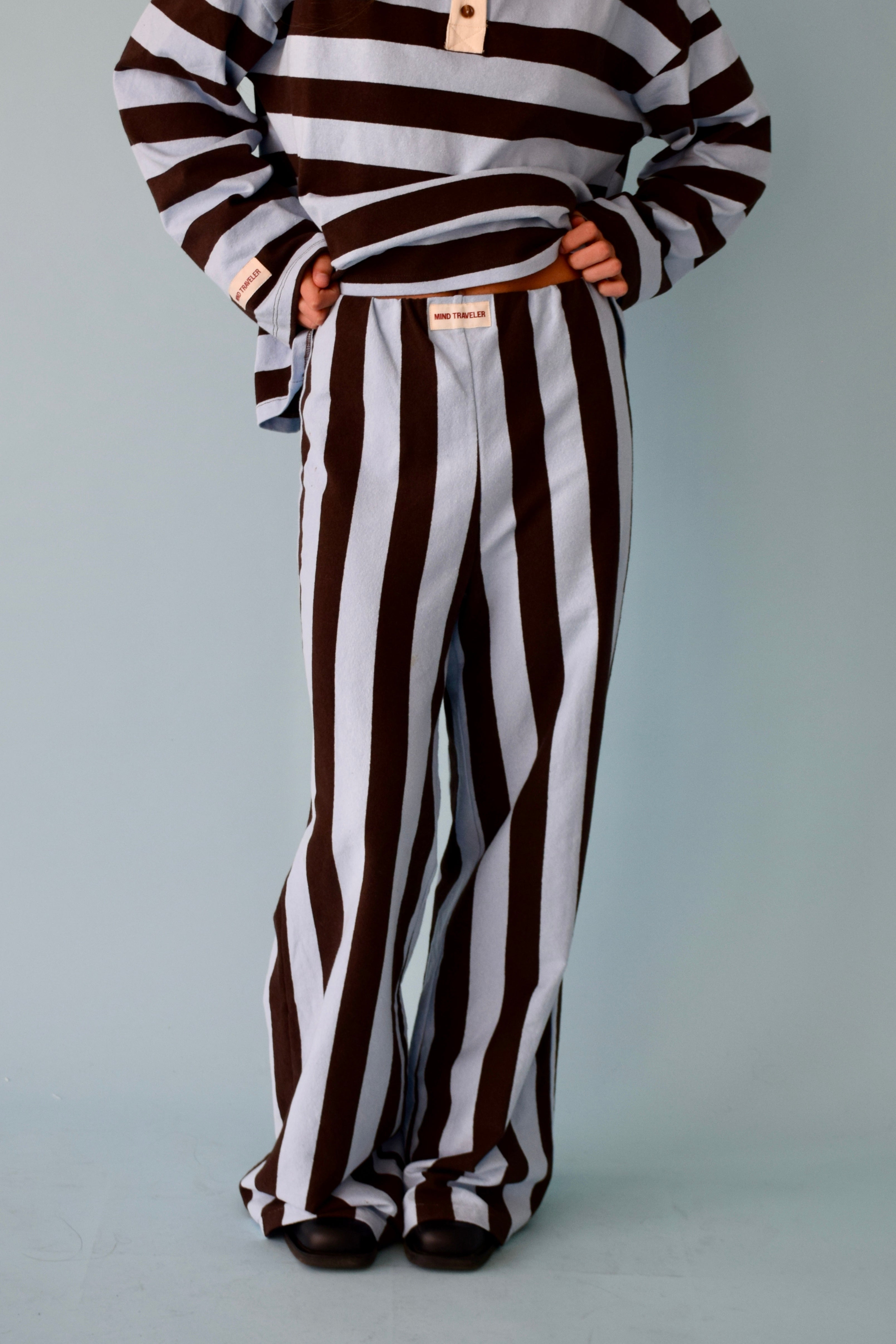 Pantalón Filipa Marrón y Celeste